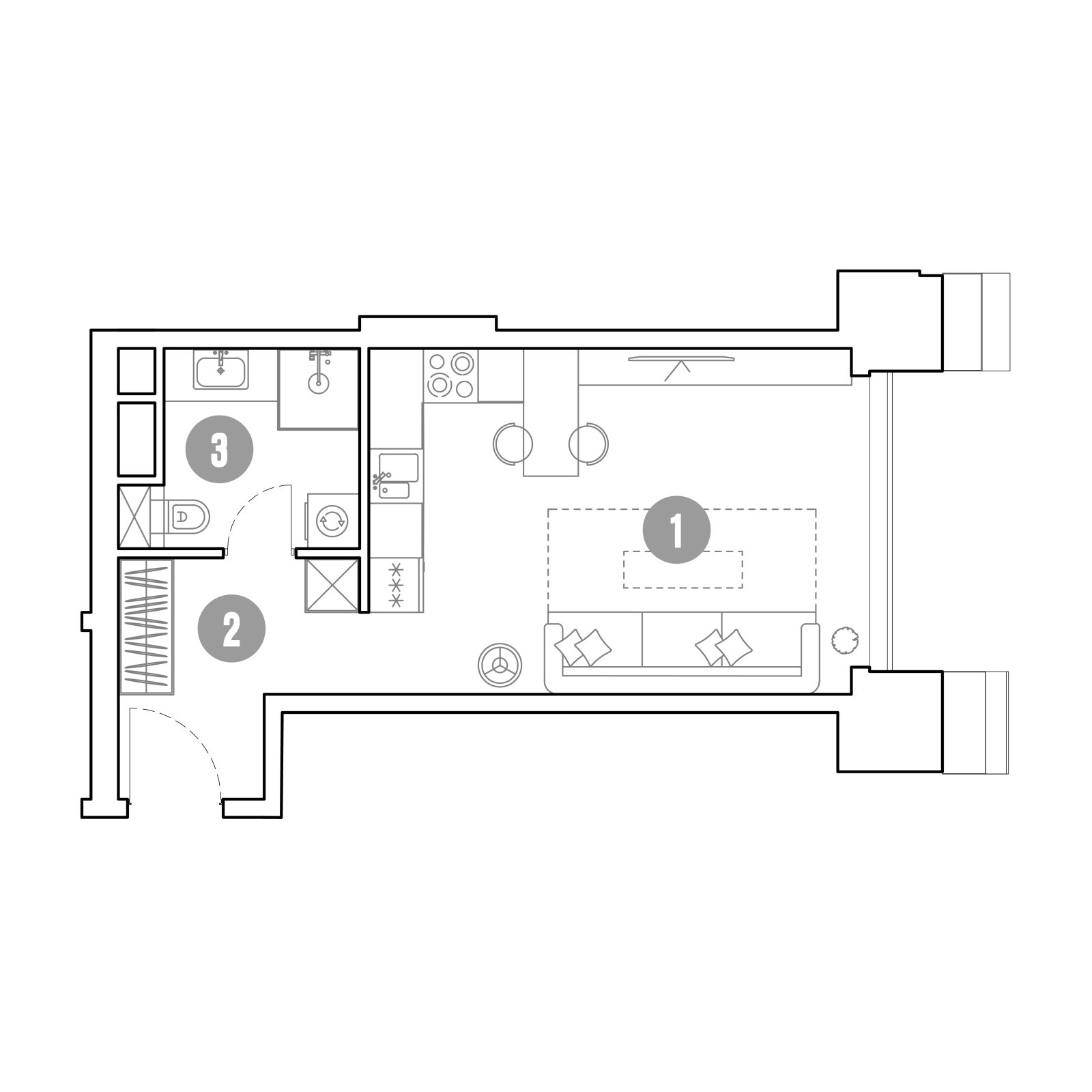 Планировка: студия, 31,8 м²