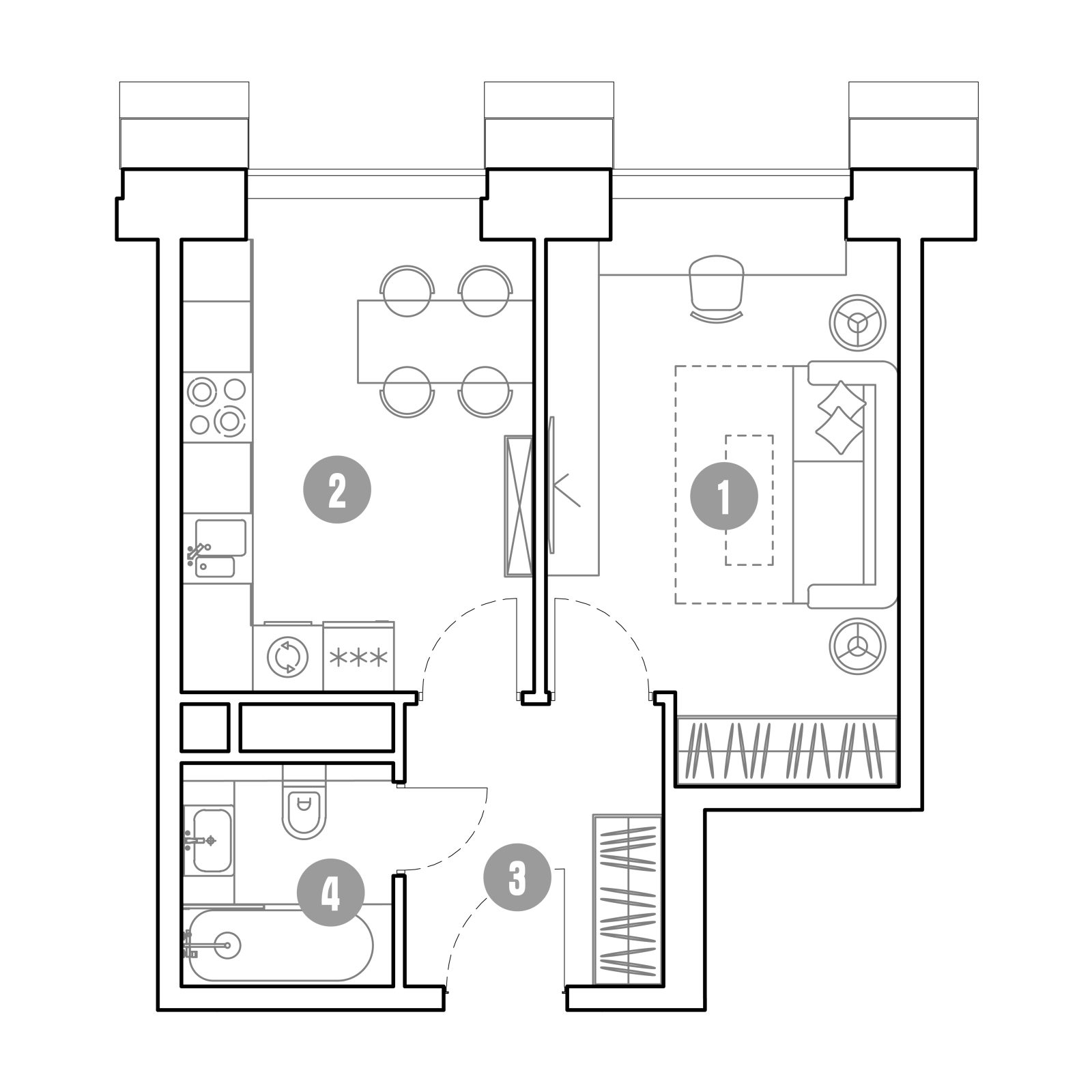 Планировка: 1-комнатная квартира, 34,9 м²