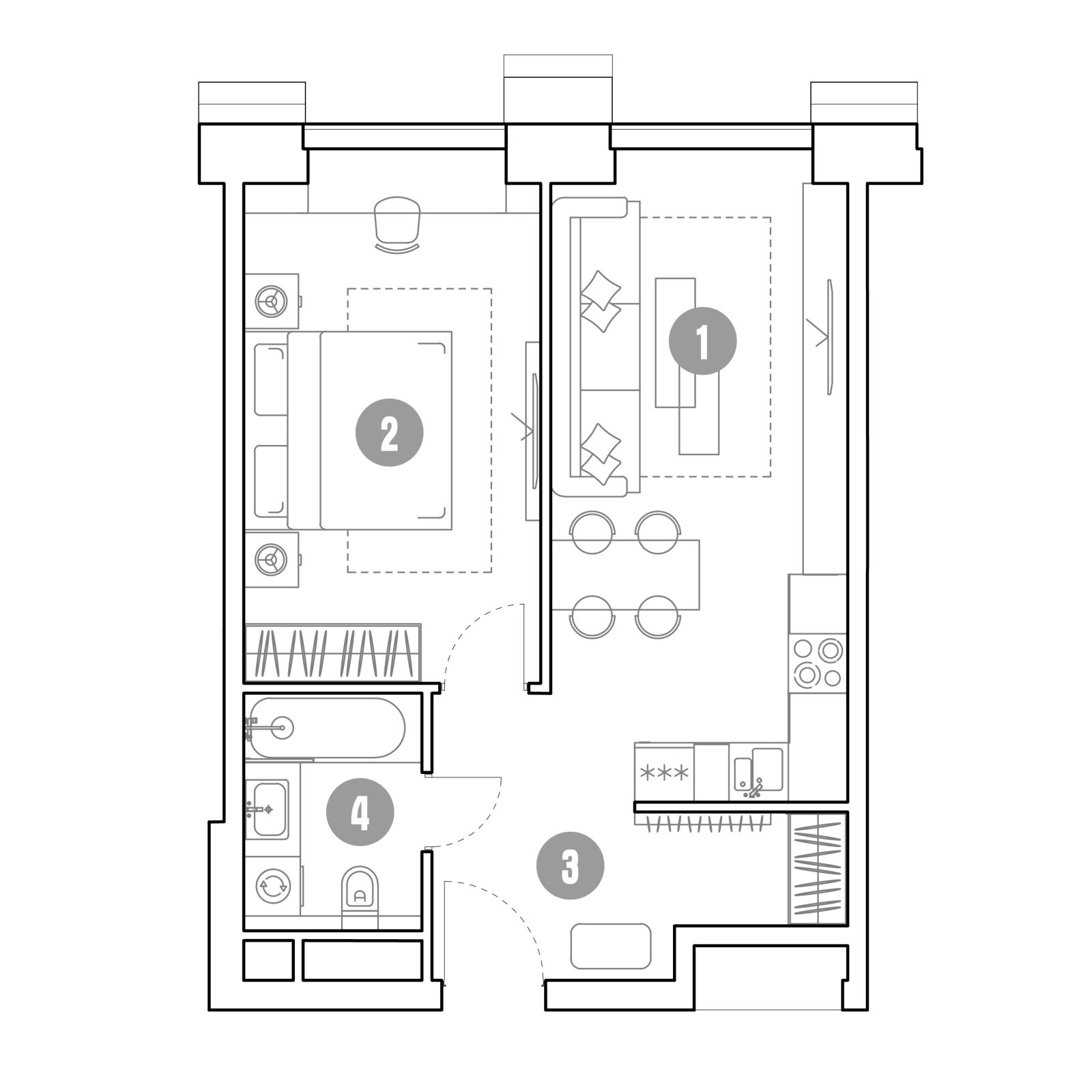 Планировка: 2-комнатная квартира, 47,5 м²