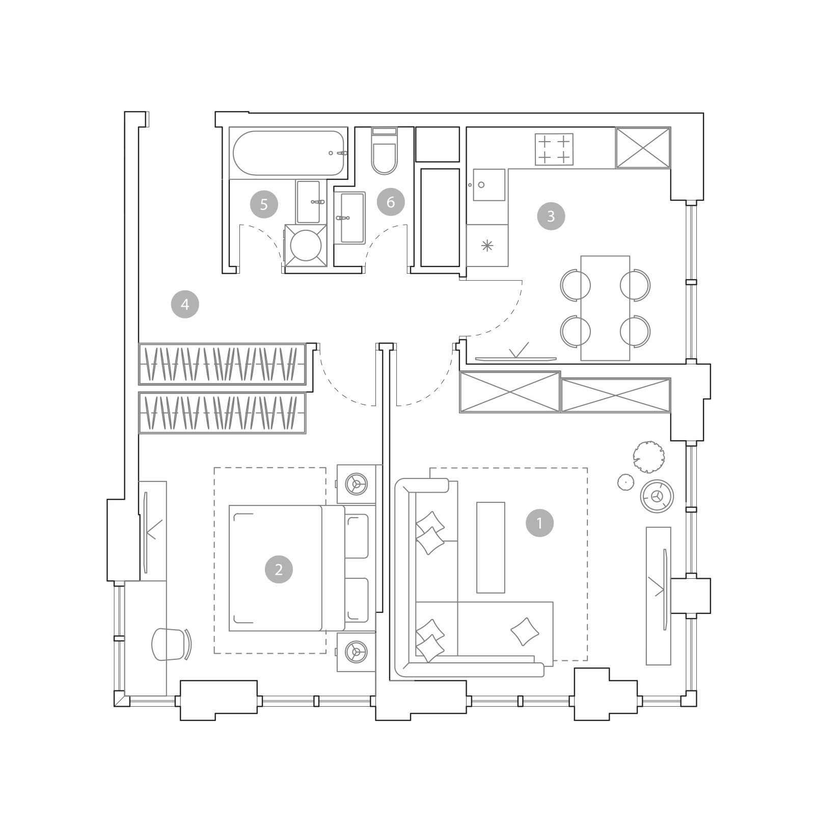 Планировка: 2-комнатная квартира, 59,8 м²