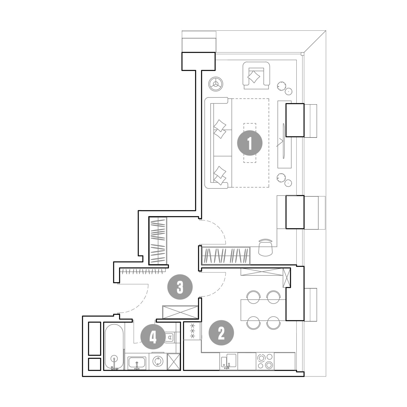 Планировка: 1-комнатная квартира, 43,2 м²