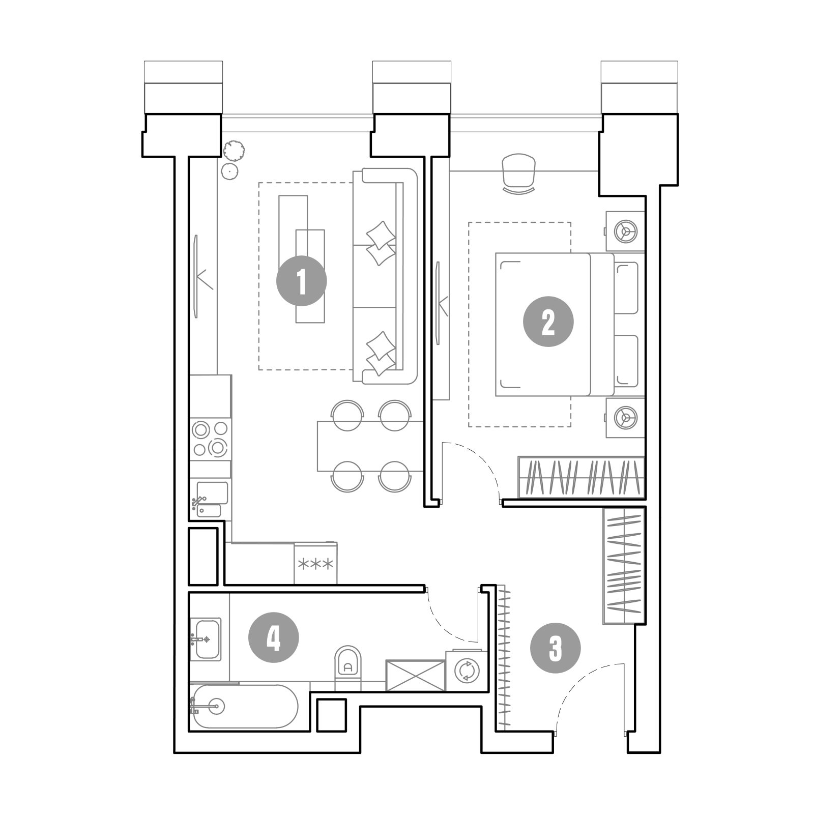 Планировка: 2-комнатная квартира, 49,6 м²