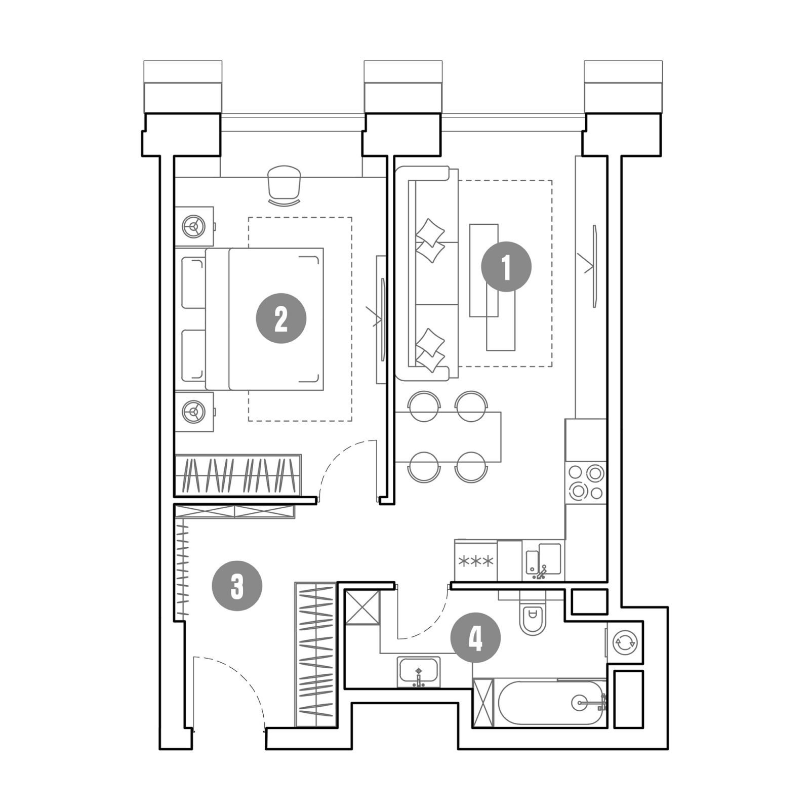 Планировка: 2-комнатная квартира, 48,2 м²