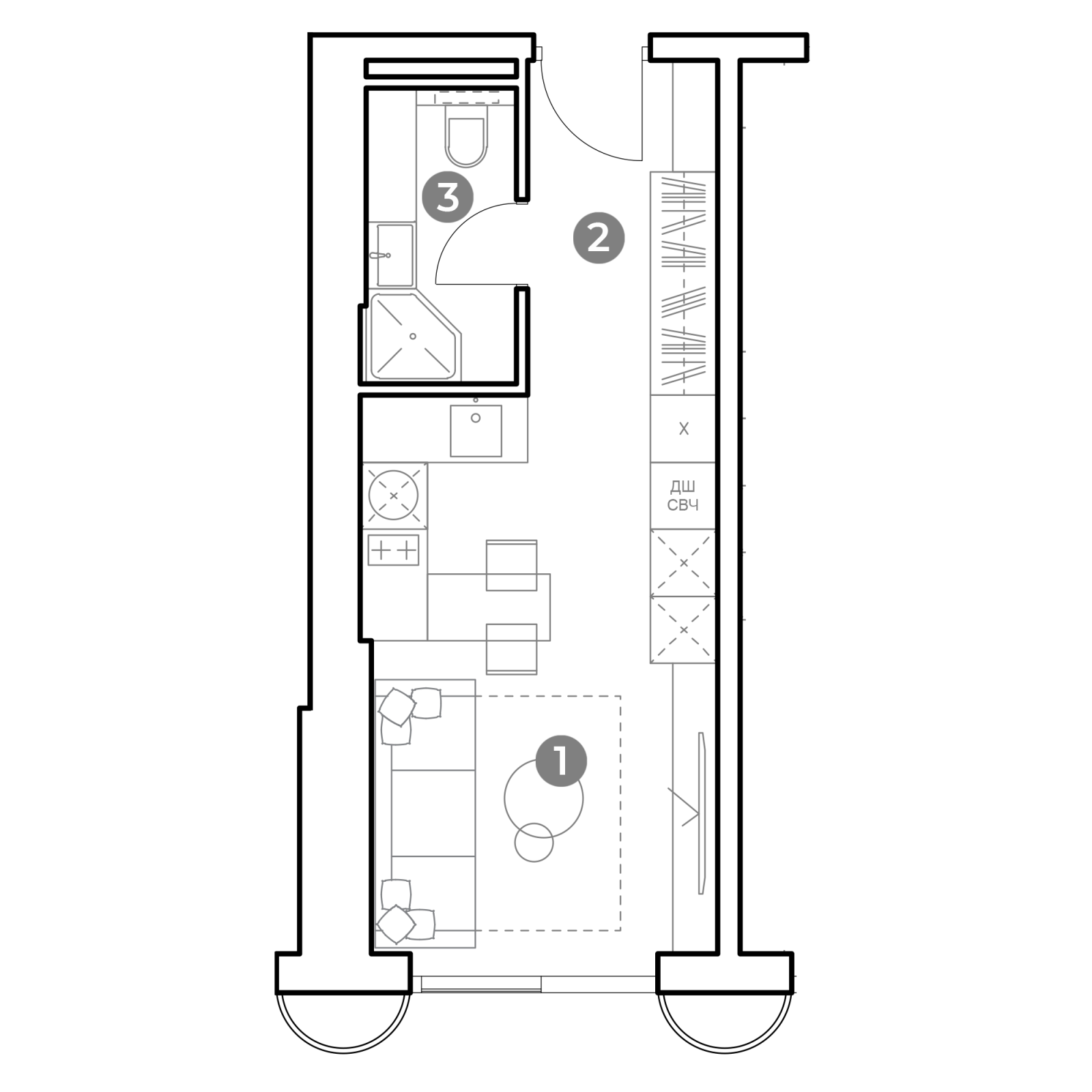 Планировка: студия, 25,3 м²