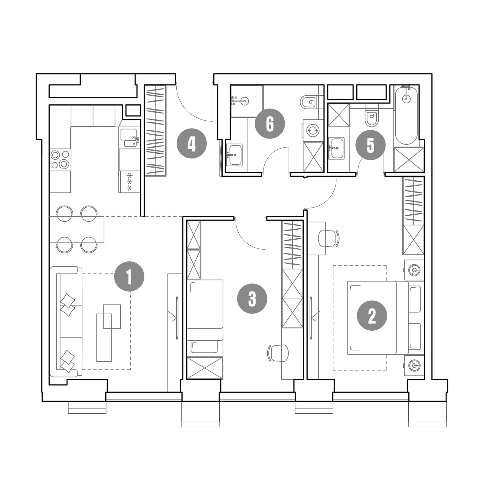 Планировка: 3-комнатная квартира, 79,6 м²