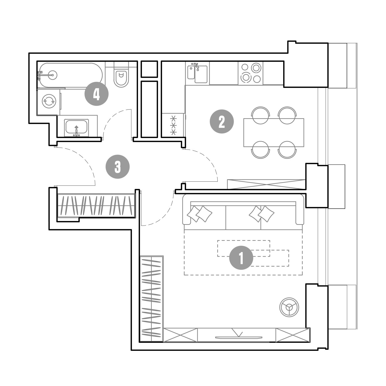 Планировка: 1-комнатная квартира, 36,6 м²