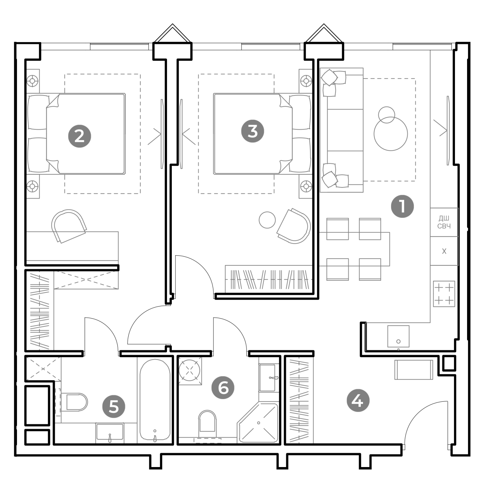 Планировка: 3-комнатная квартира, 70,2 м²