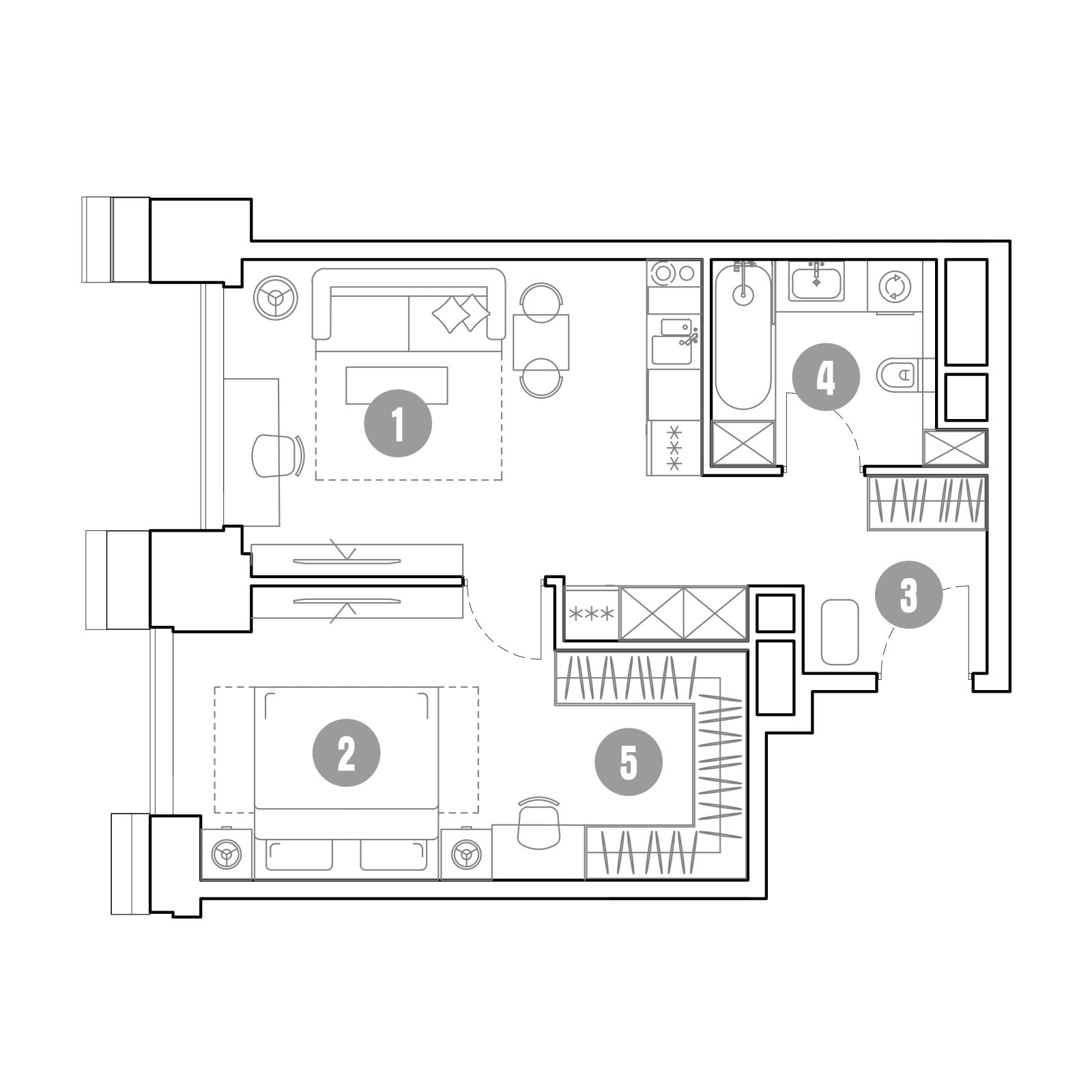 Планировка: 2-комнатная квартира, 48,5 м²