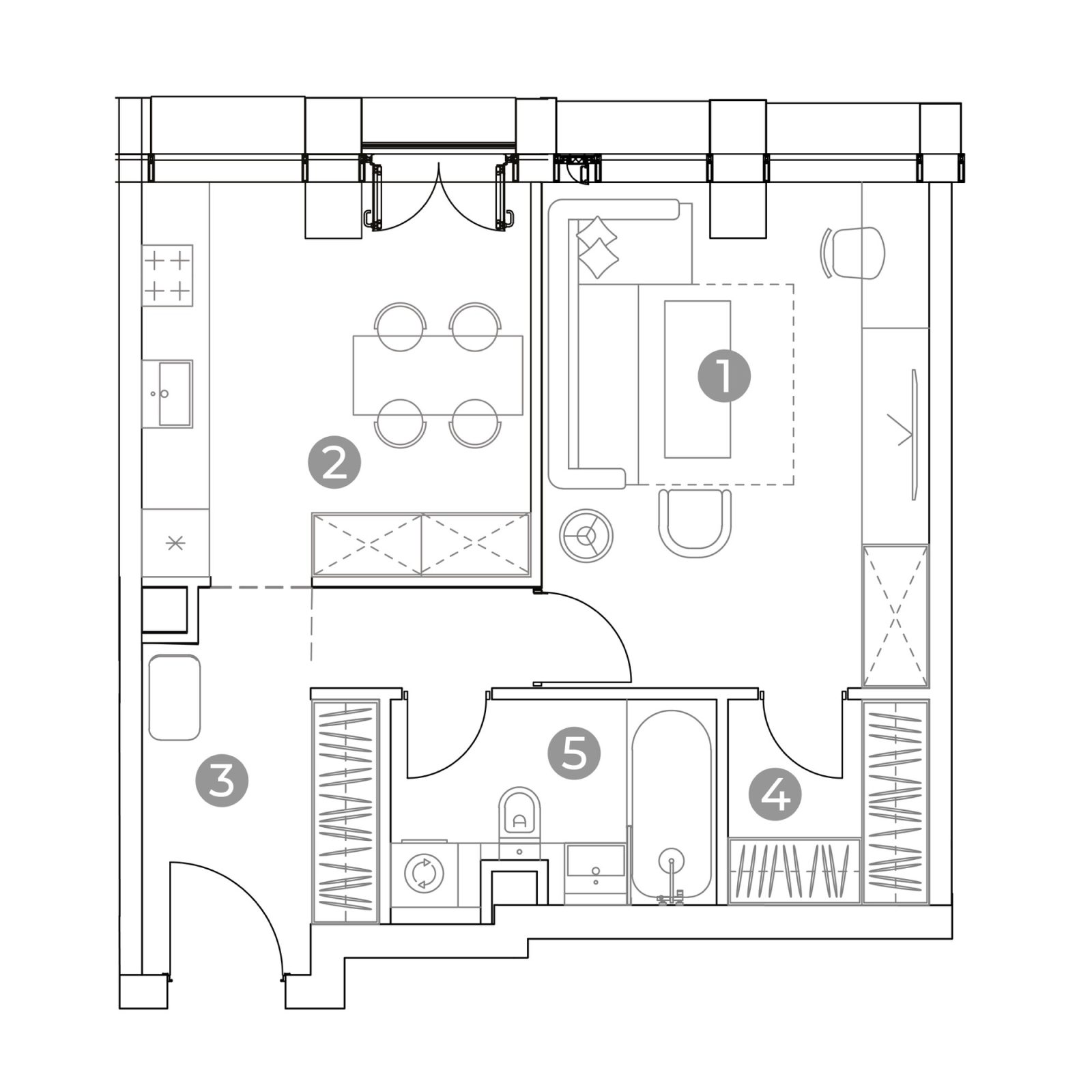 Планировка: 2-комнатная квартира, 43,8 м²