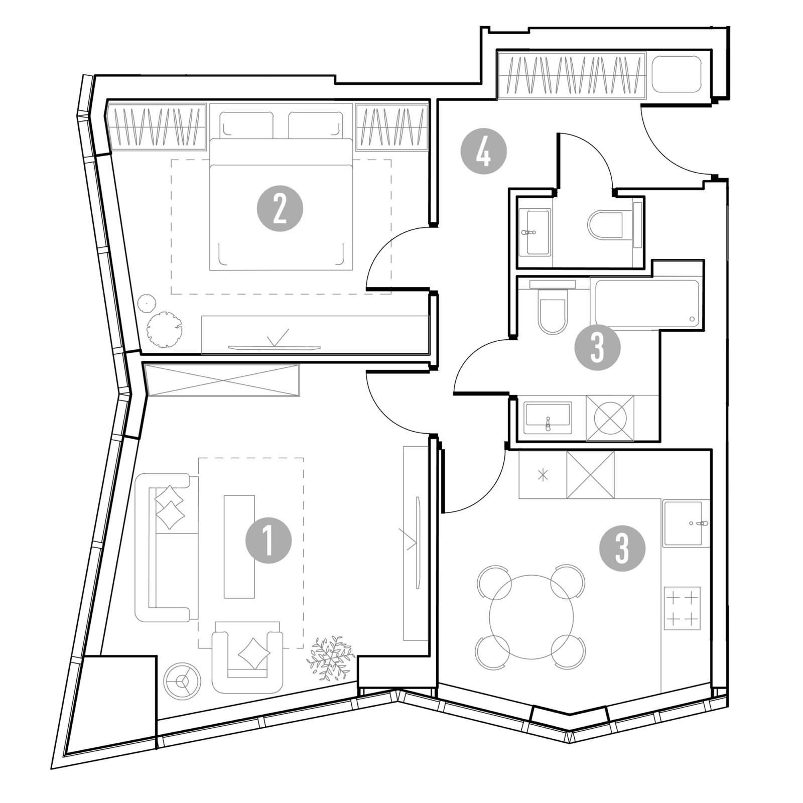 Планировка: 2-комнатная квартира, 53,1 м²