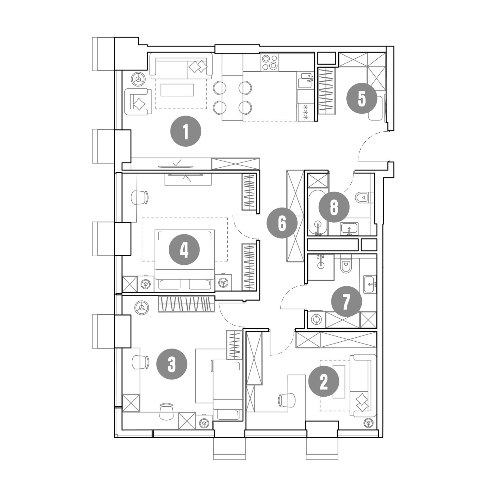 Планировка: 4-комнатная квартира, 102,4 м²