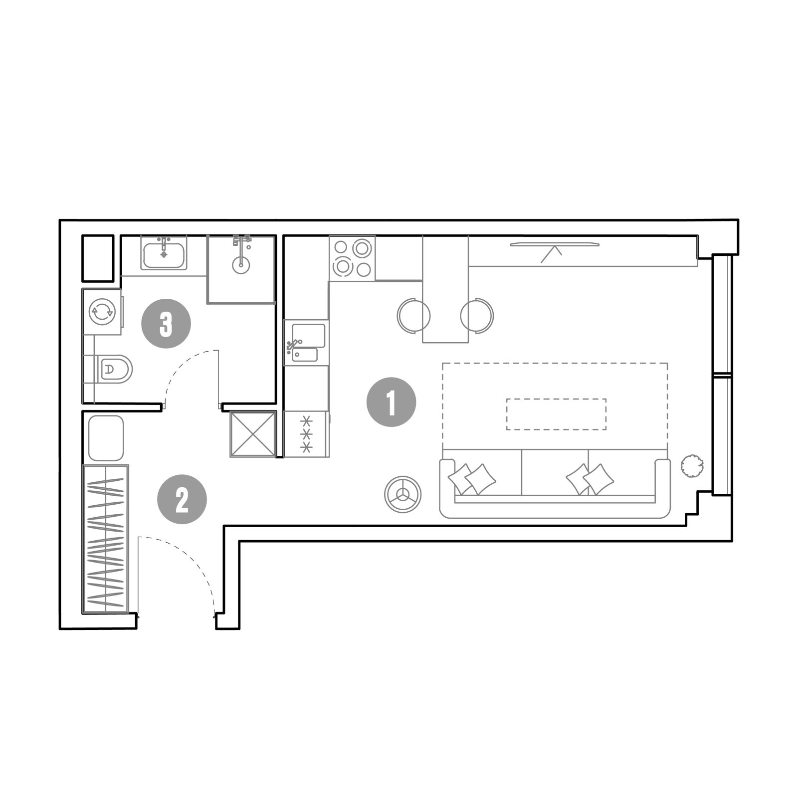 Планировка: студия, 31,9 м²