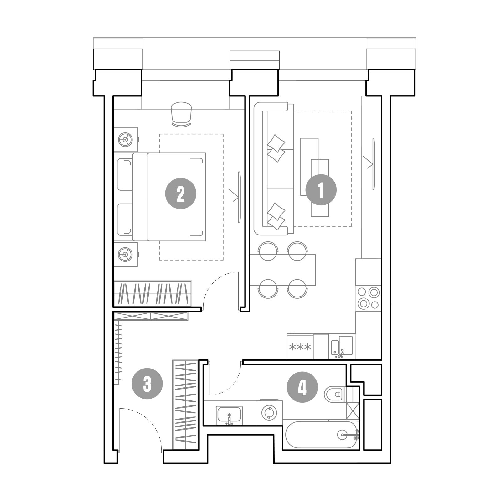 Планировка: 2-комнатная квартира, 47,0 м²