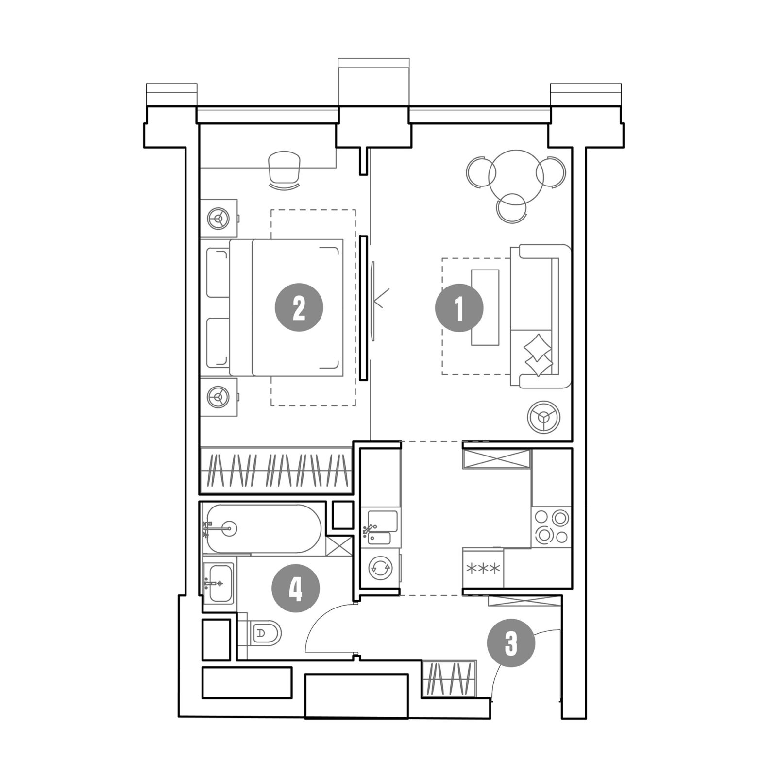 Планировка: 2-комнатная квартира, 41,6 м²