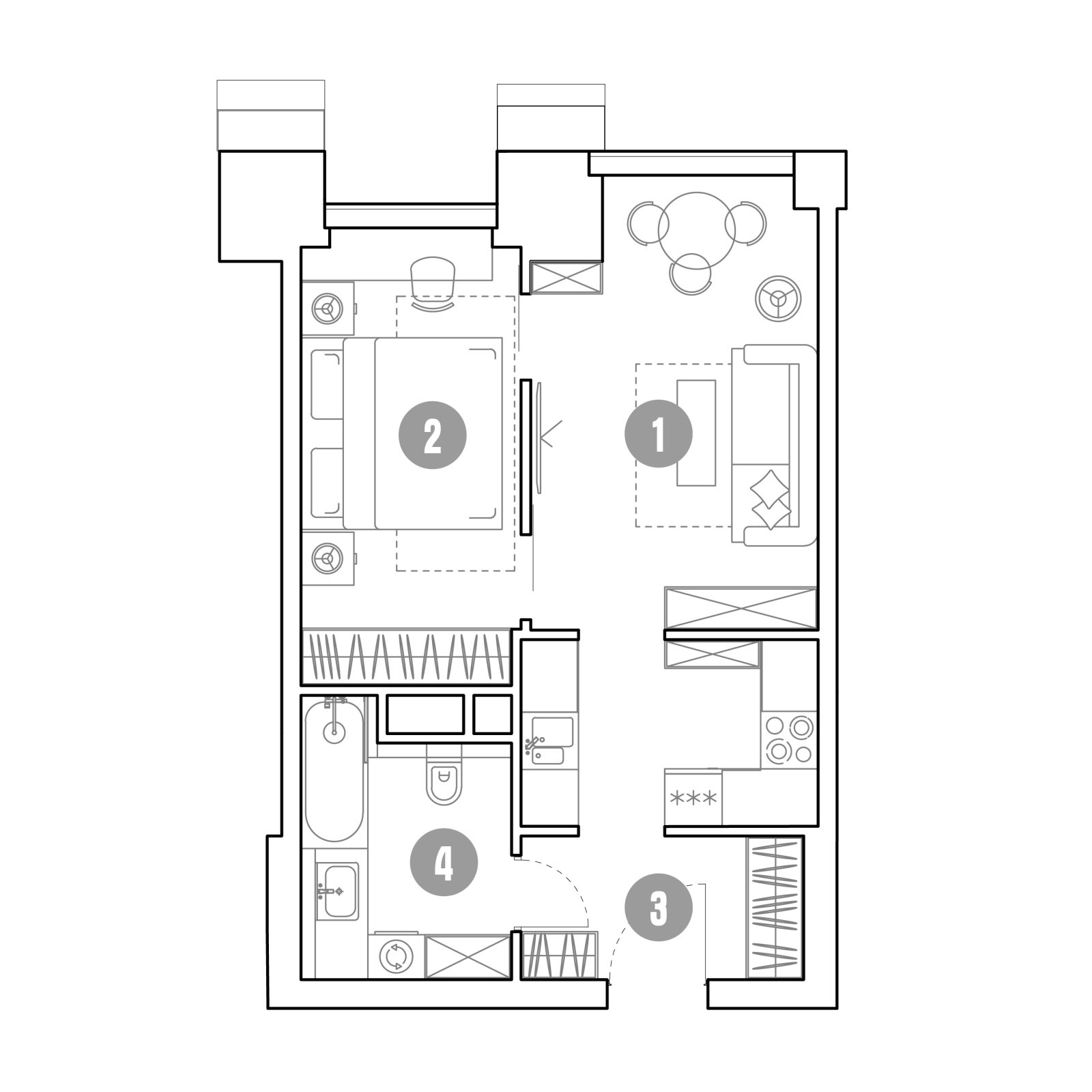 Планировка: 2-комнатная квартира, 40,8 м²