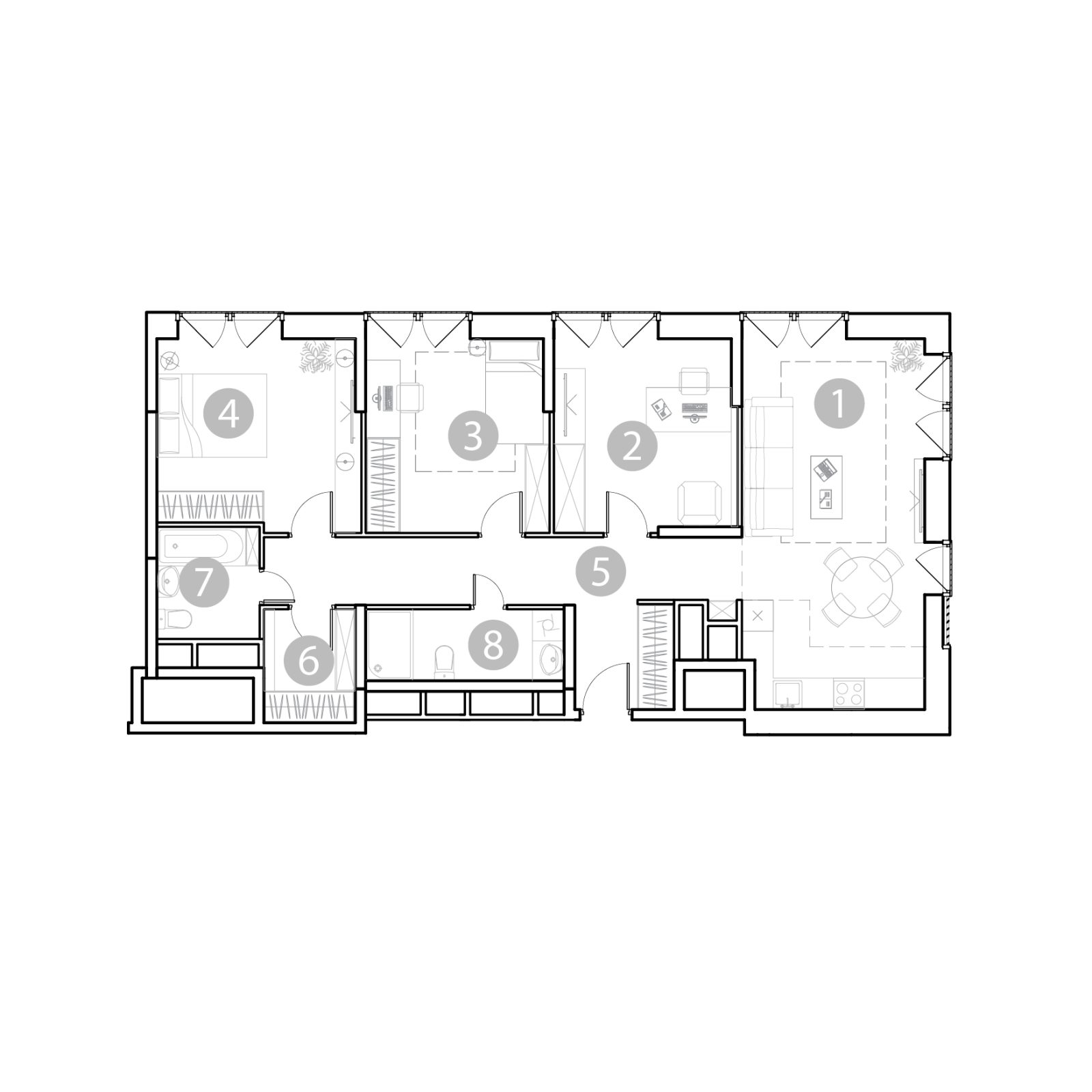 Планировка: 4-комнатная квартира, 97,0 м²