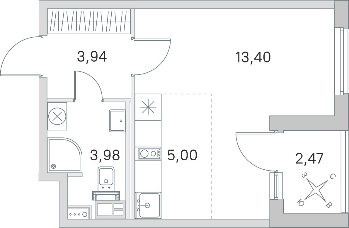 Планировка: студия, 26,3 м²