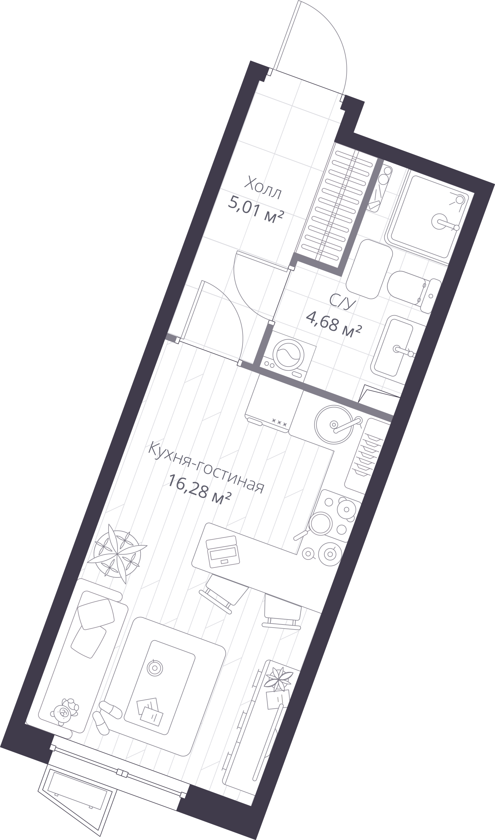 Планировка: студия, 26,0 м²