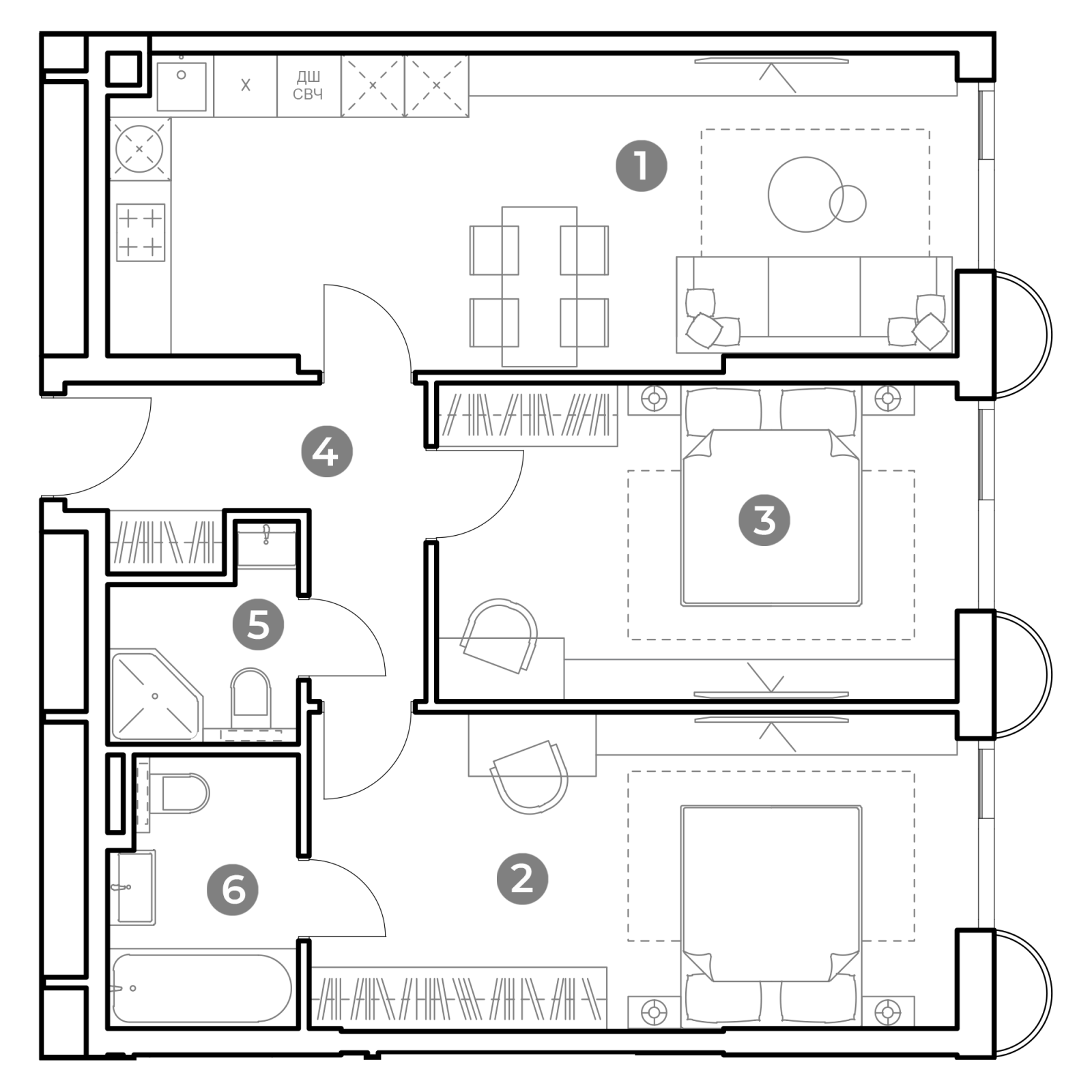 Планировка: 3-комнатная квартира, 70,2 м²