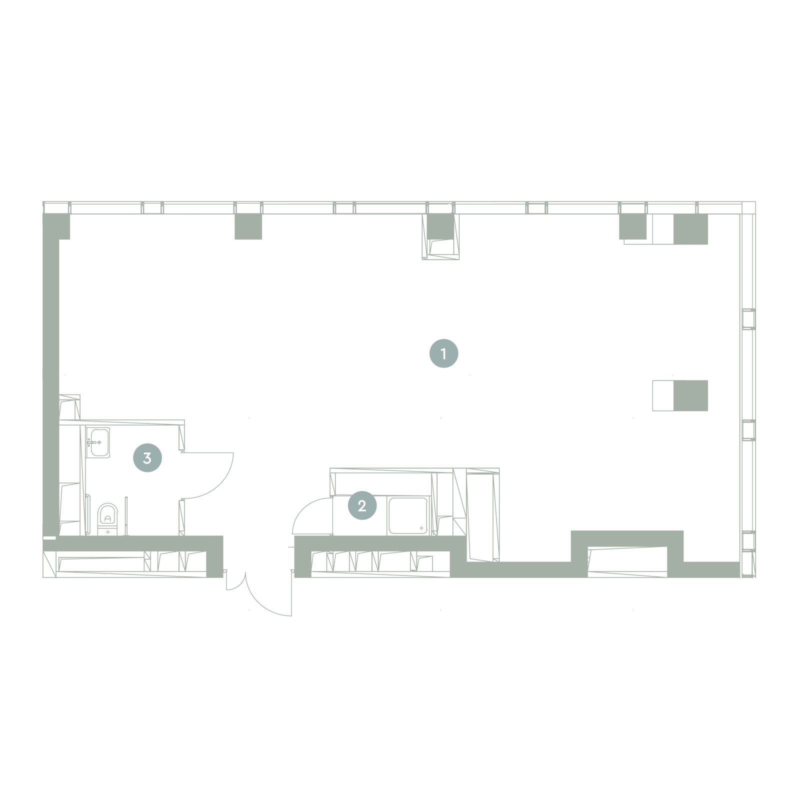 Планировка: студия, 92,5 м²