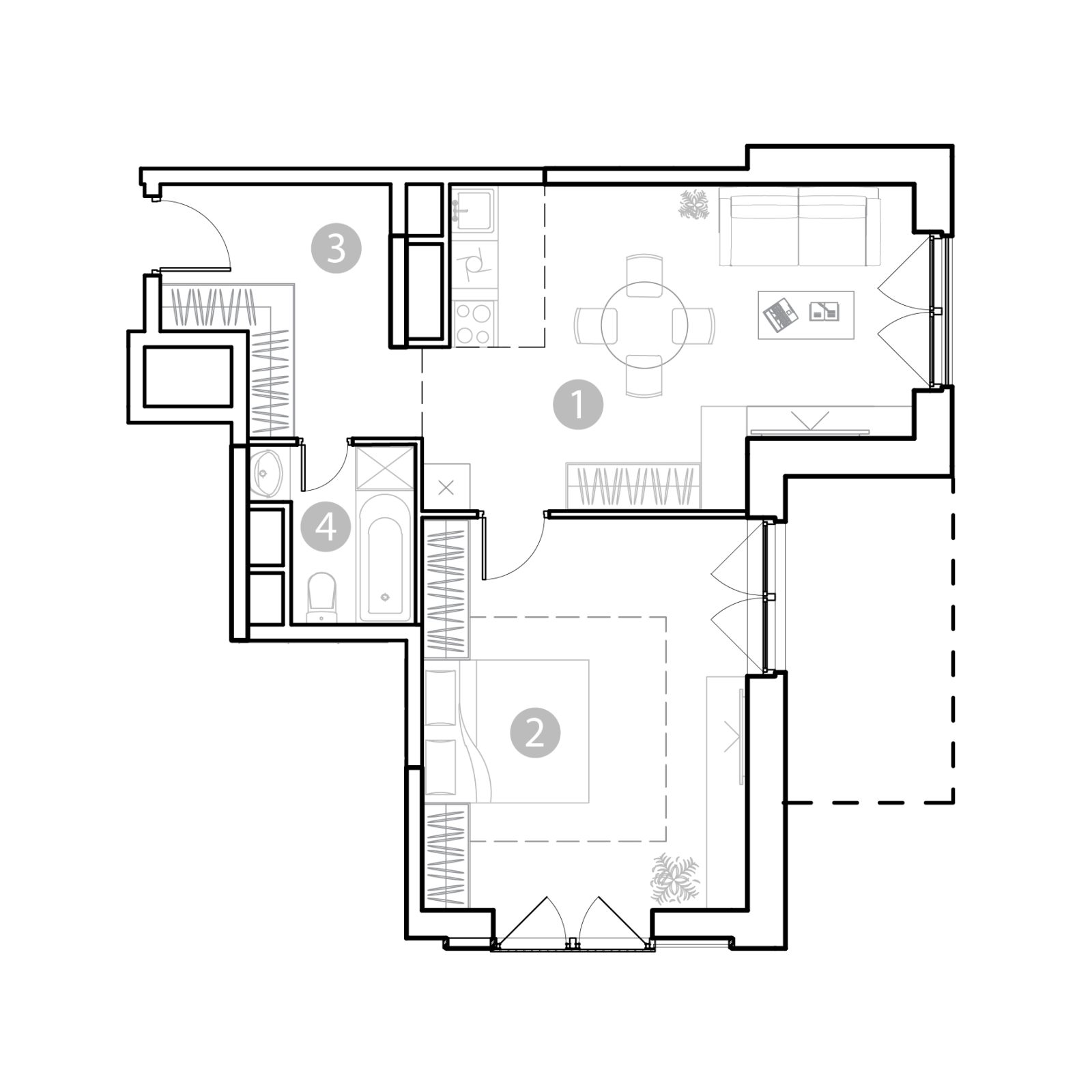 Планировка: 2-комнатная квартира, 56,9 м²