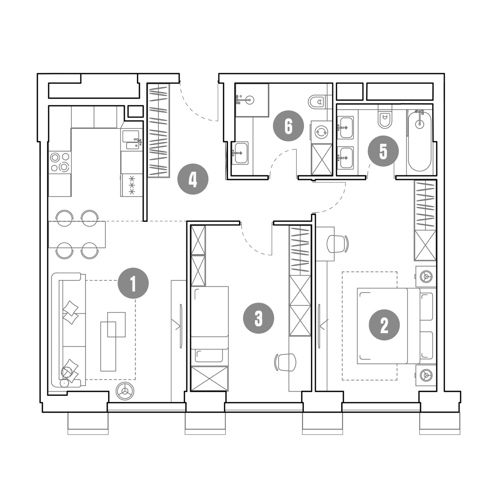 Планировка: 3-комнатная квартира, 79,8 м²