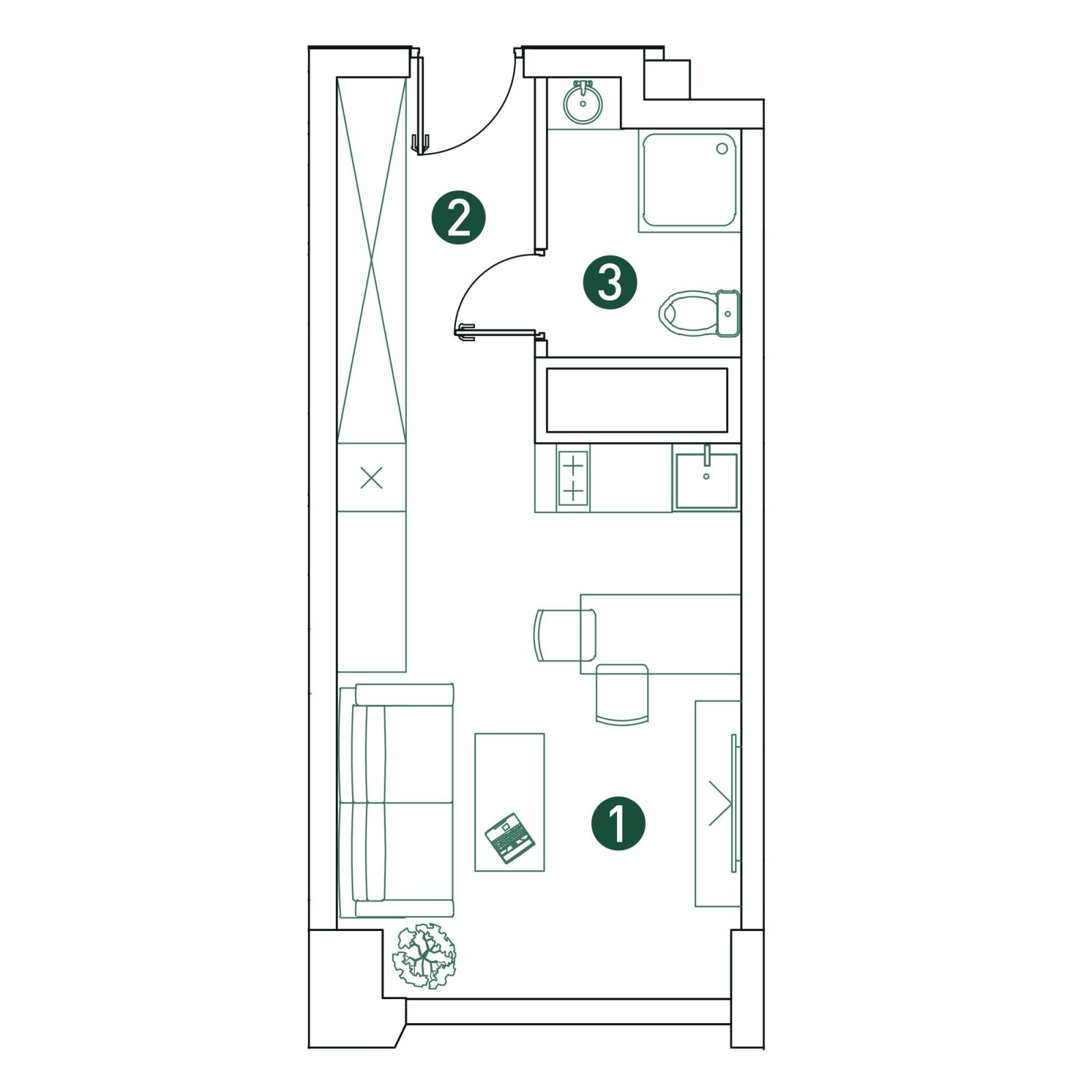 Планировка: студия, 26,1 м²