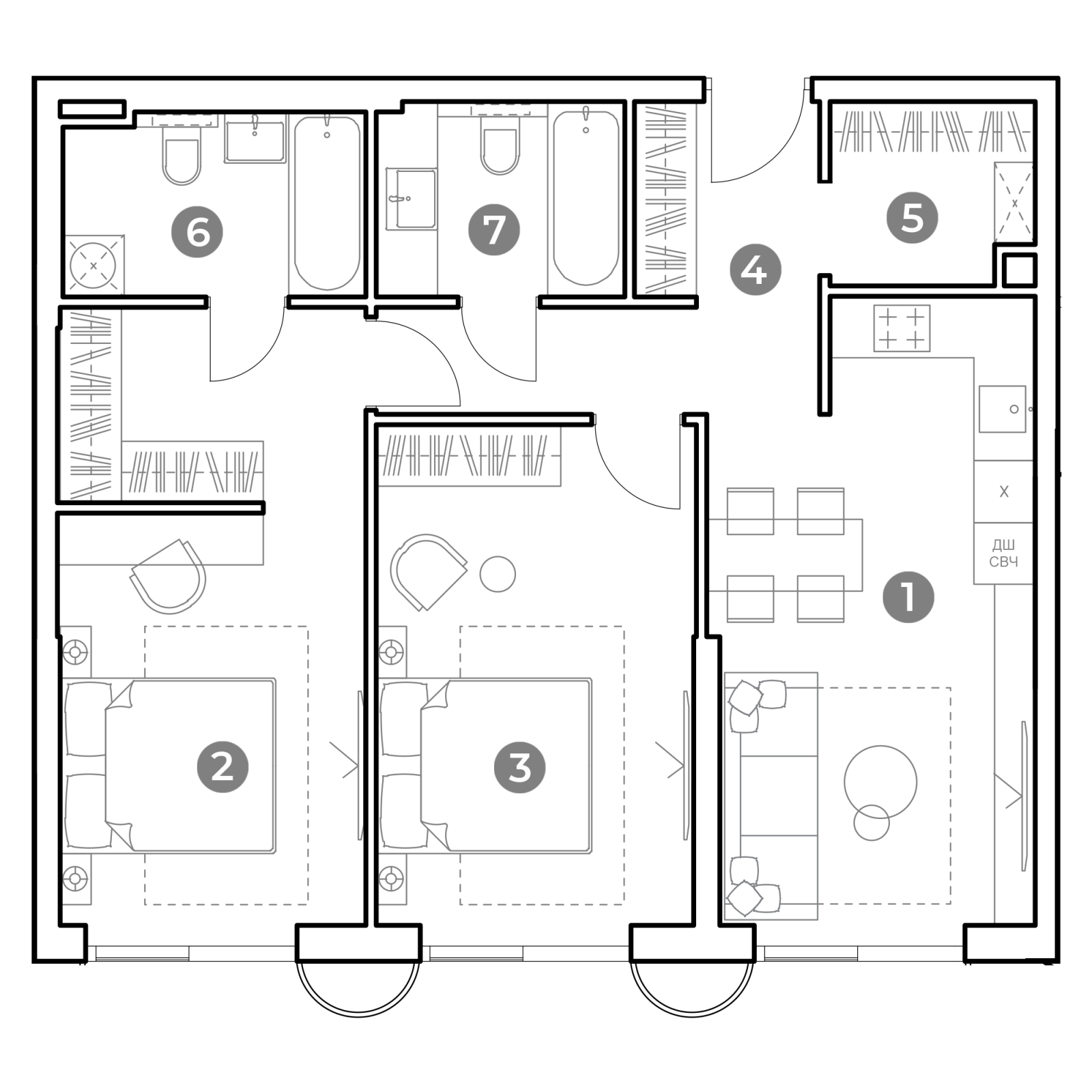 Планировка: 3-комнатная квартира, 73,1 м²