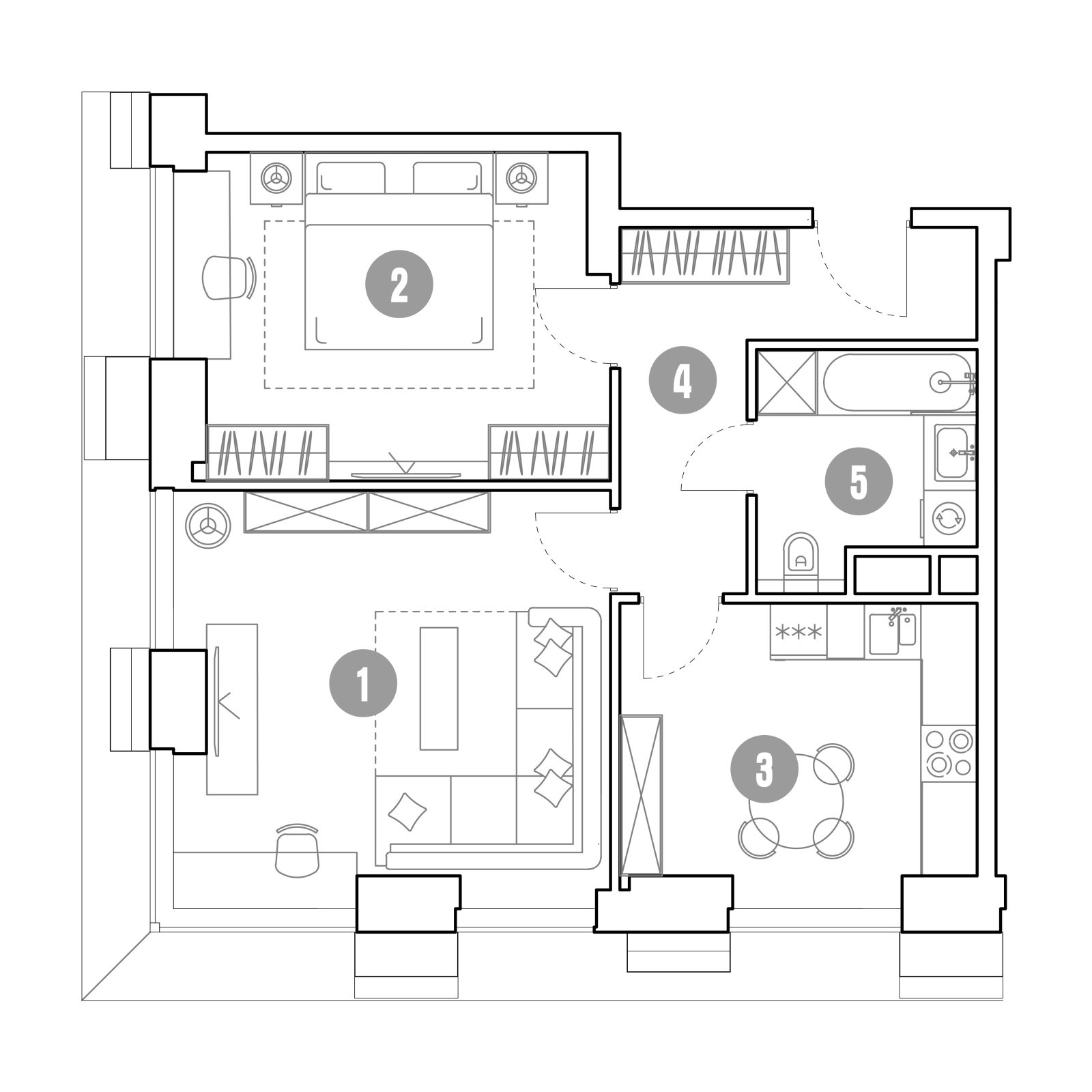 Планировка: 2-комнатная квартира, 62,2 м²