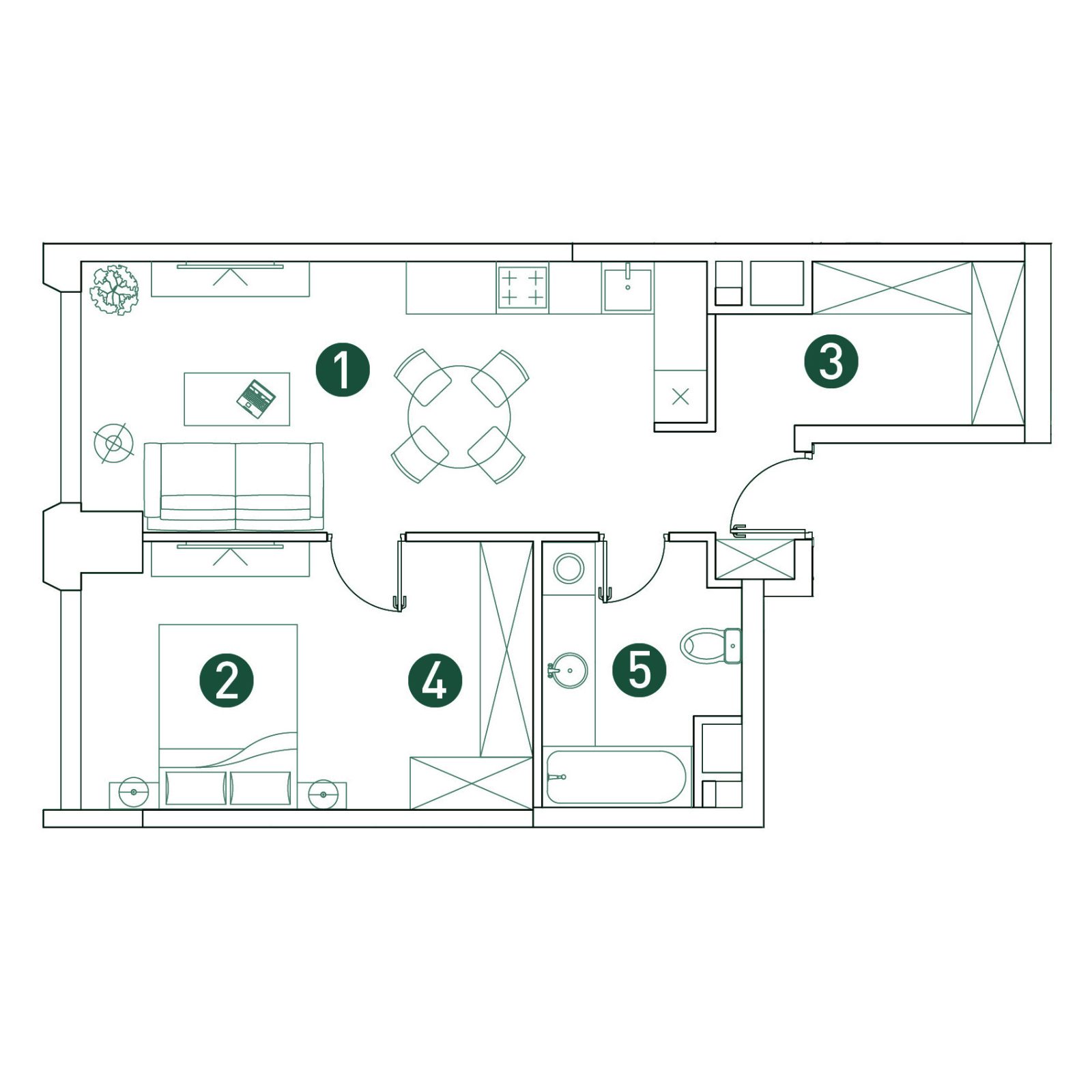 Планировка: 2-комнатная квартира, 50,7 м²