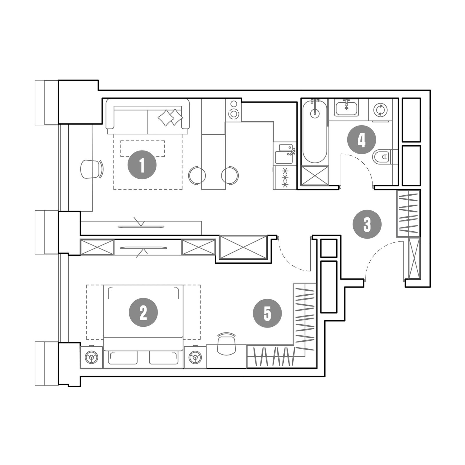 Планировка: 2-комнатная квартира, 50,3 м²