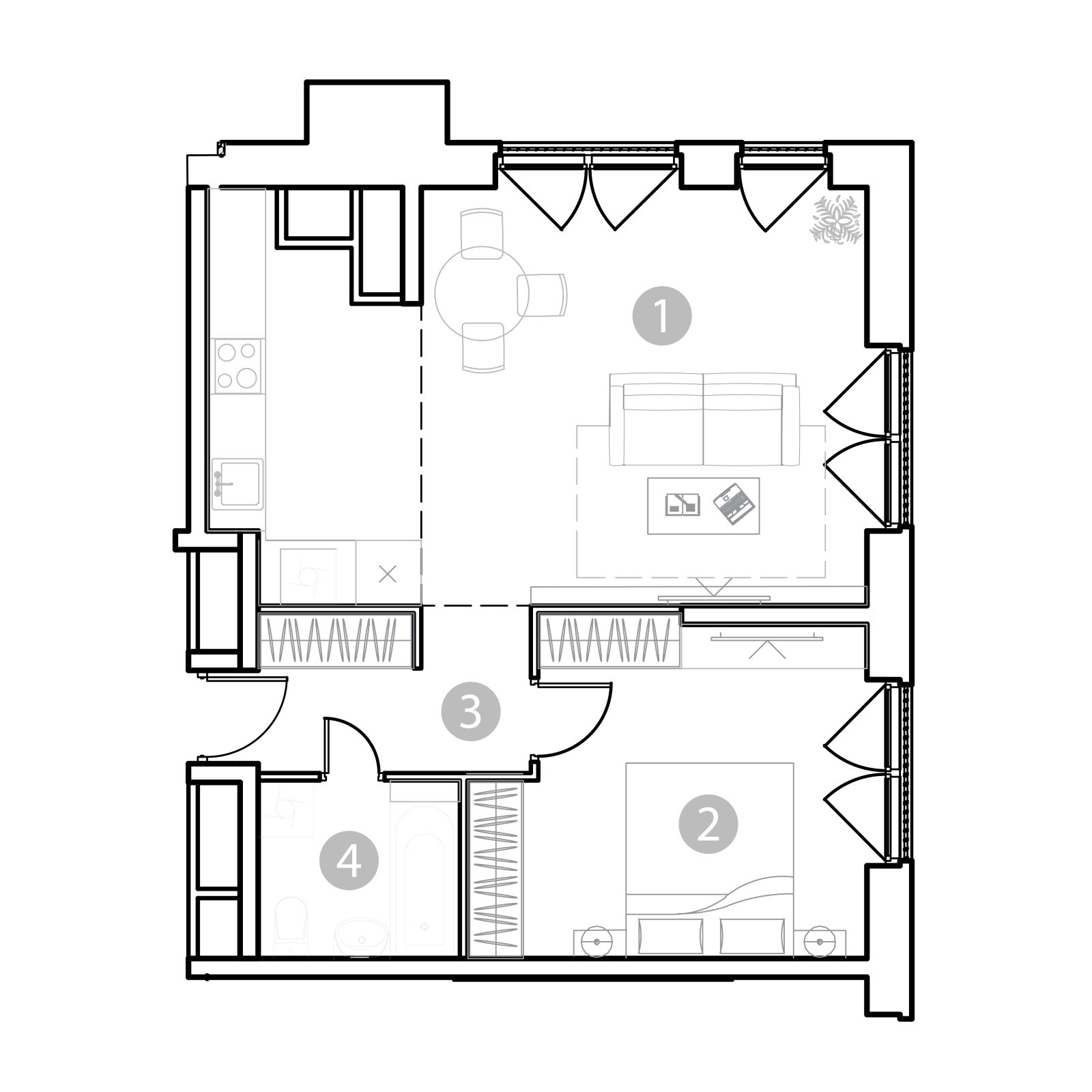 Планировка: 2-комнатная квартира, 55,7 м²