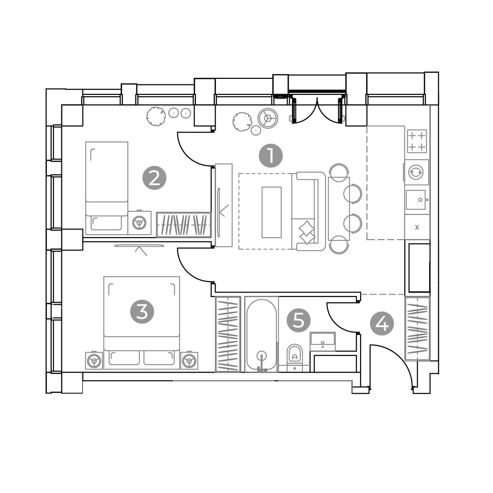 Планировка: 3-комнатная квартира, 53,0 м²