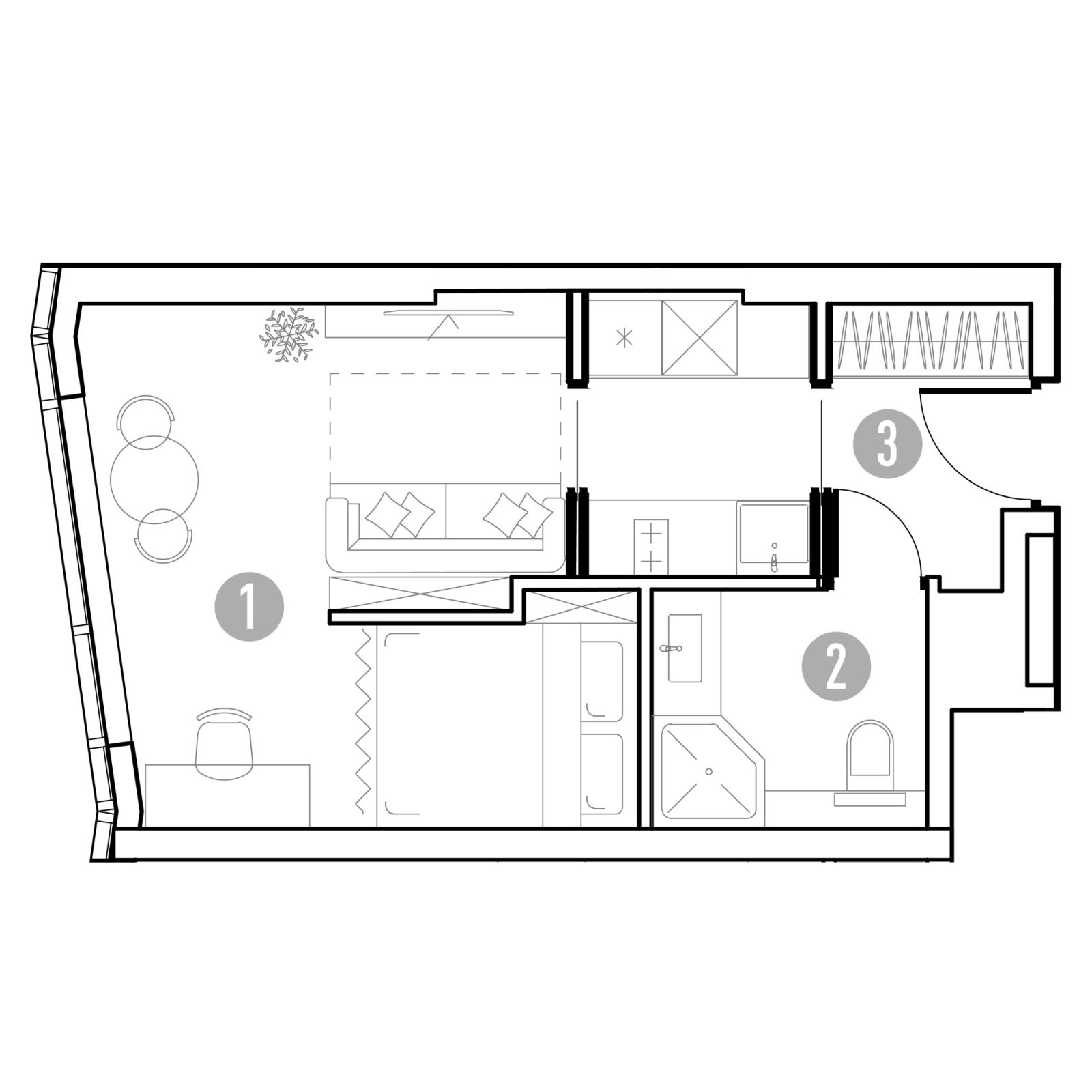 Планировка: 1-комнатная квартира, 28,5 м²