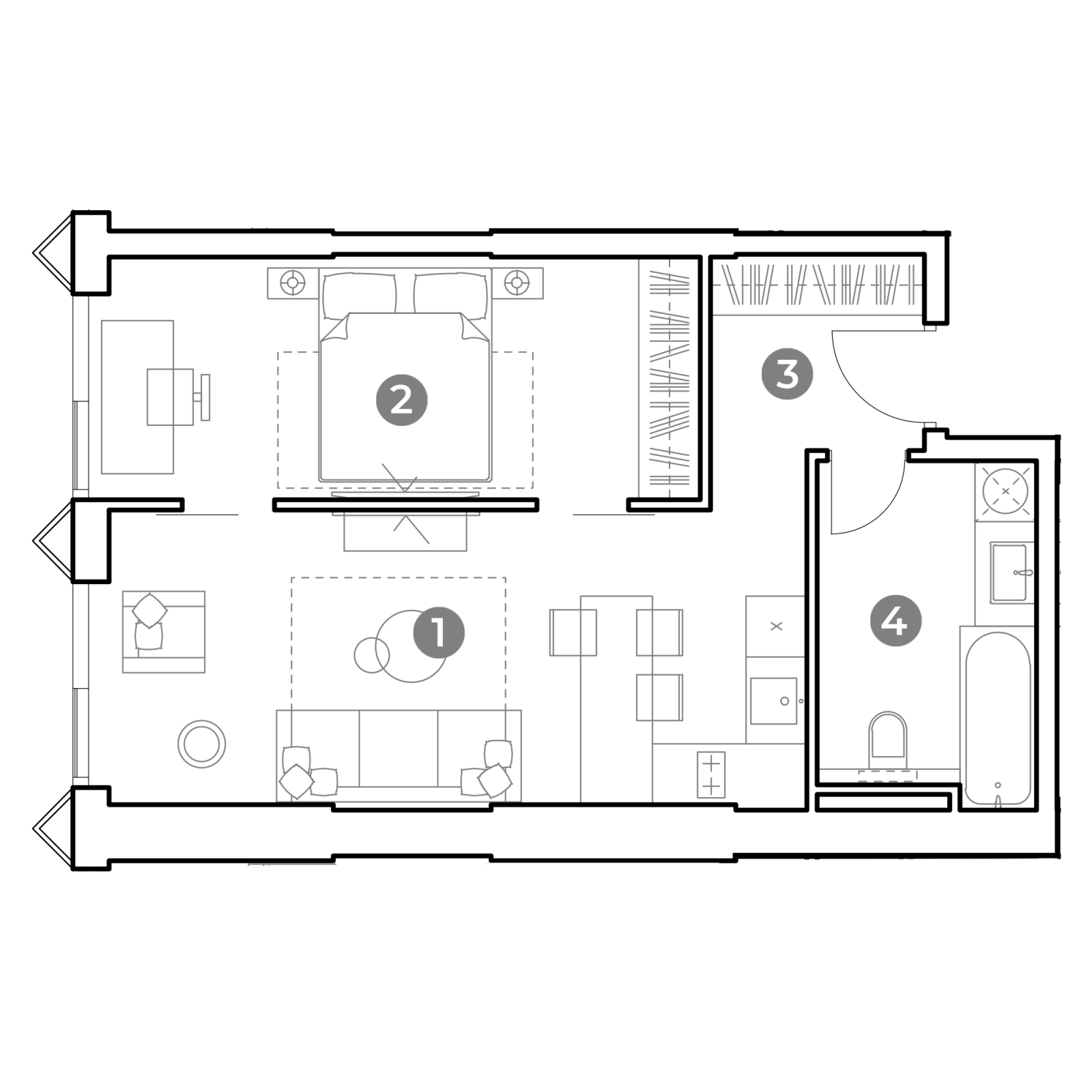 Планировка: 2-комнатная квартира, 46,1 м²