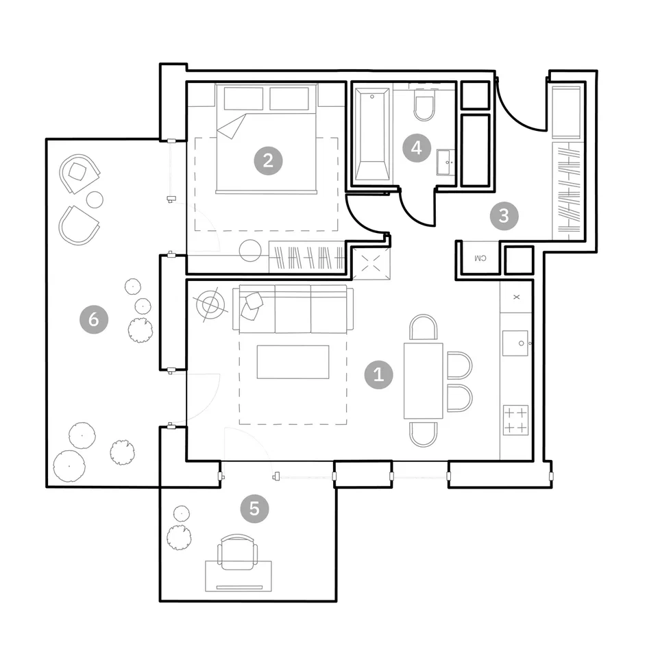 Планировка: 2-комнатная квартира, 61,2 м²