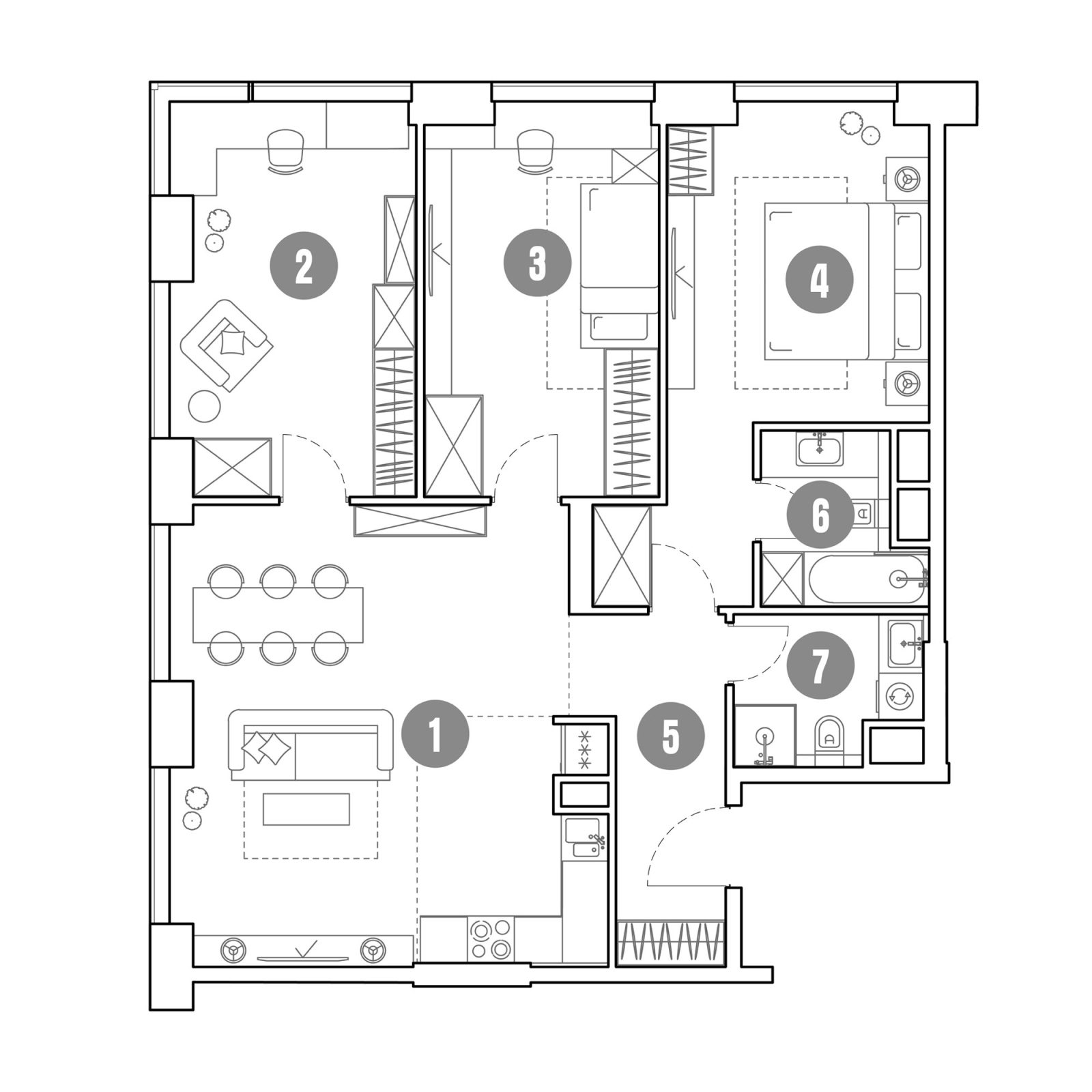 Планировка: 4-комнатная квартира, 93,6 м²