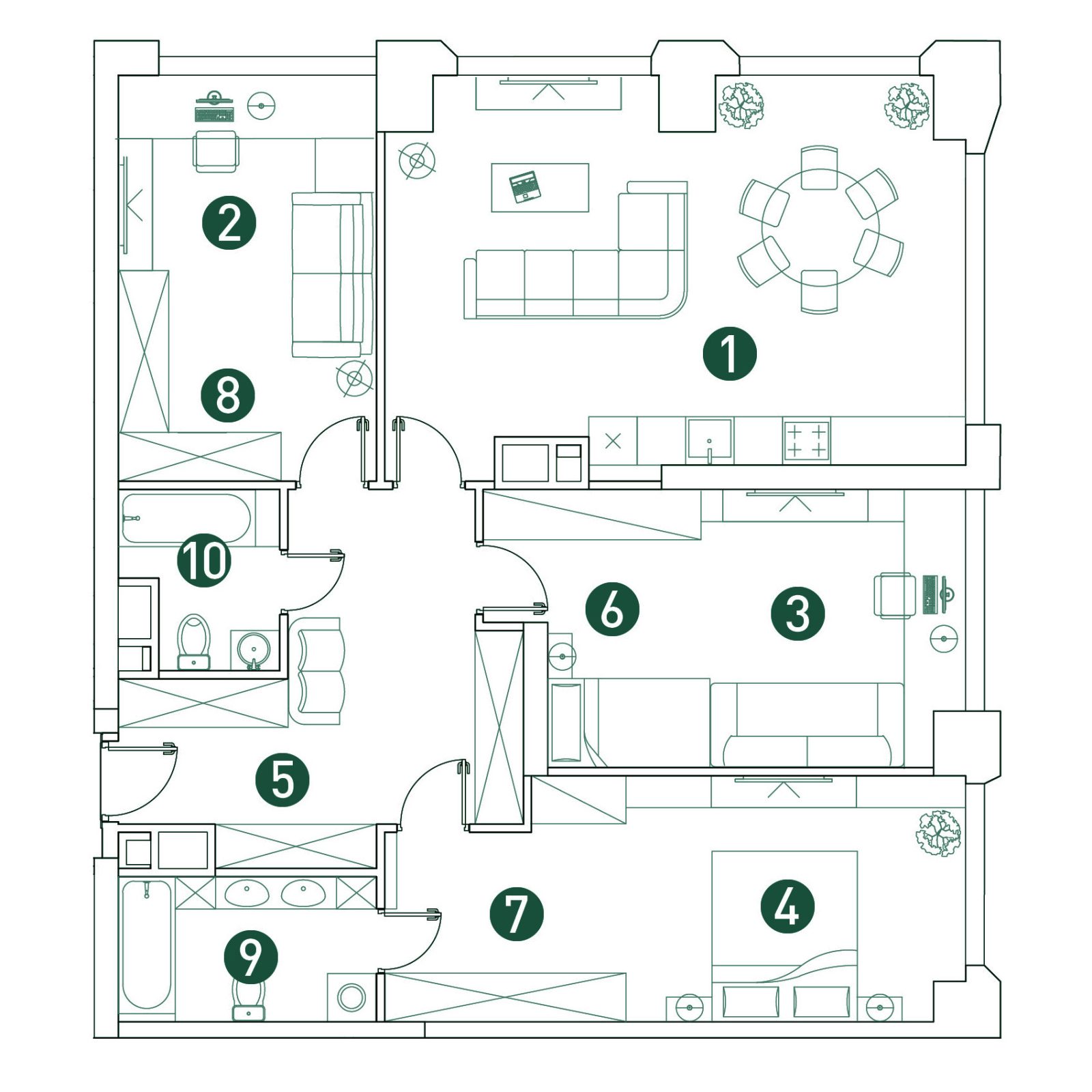 Планировка: 4-комнатная квартира, 114,5 м²