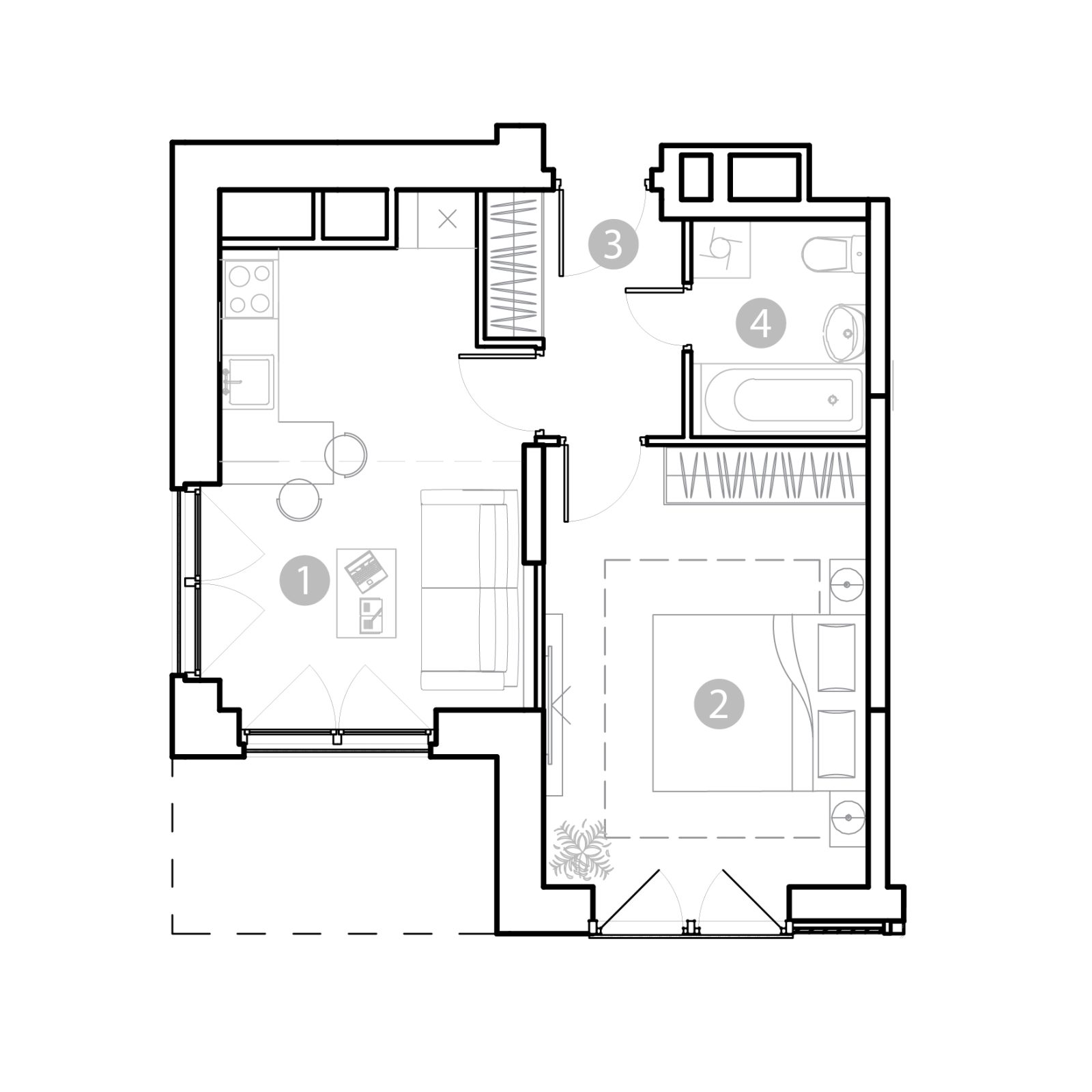 Планировка: 2-комнатная квартира, 39,7 м²
