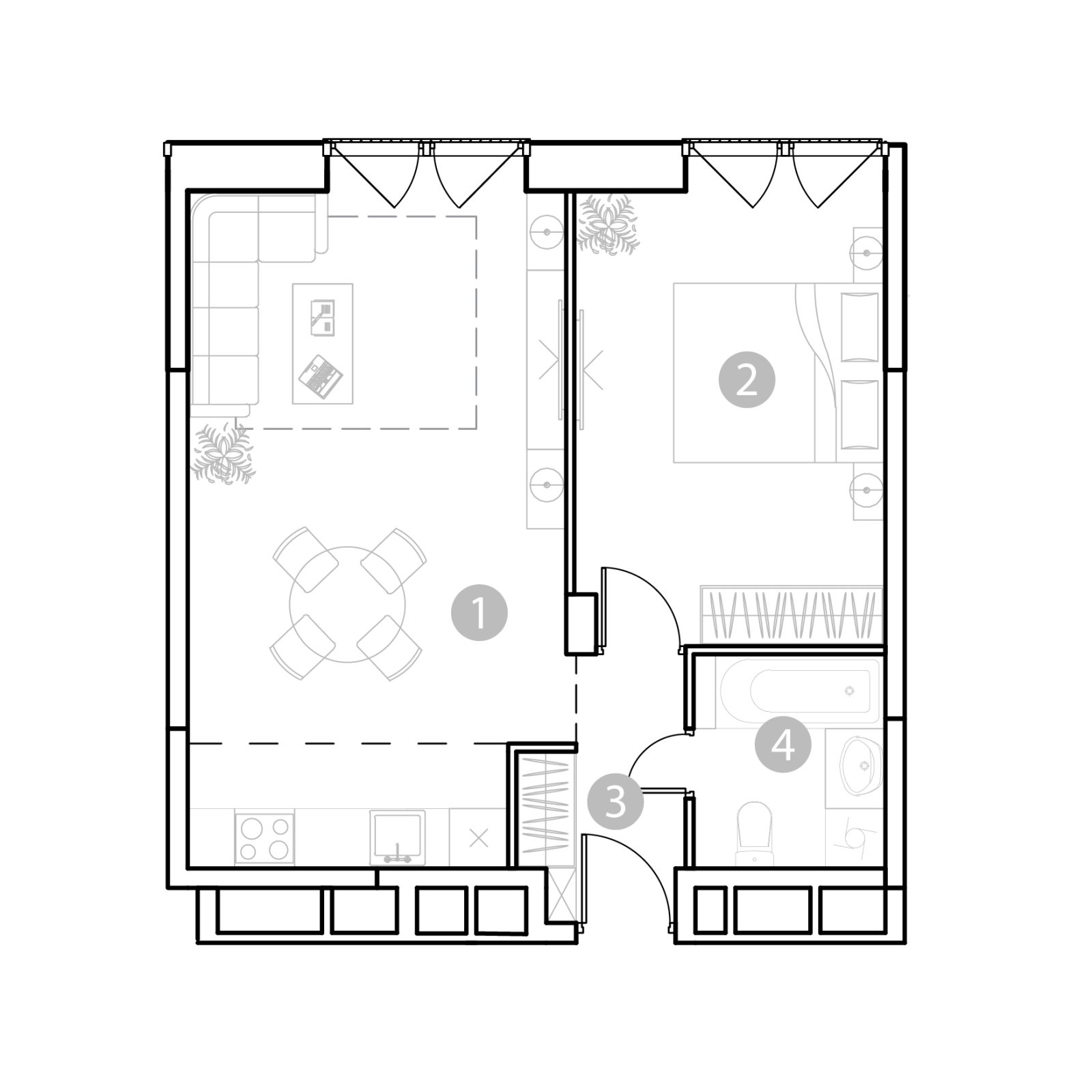 Планировка: 2-комнатная квартира, 48,7 м²