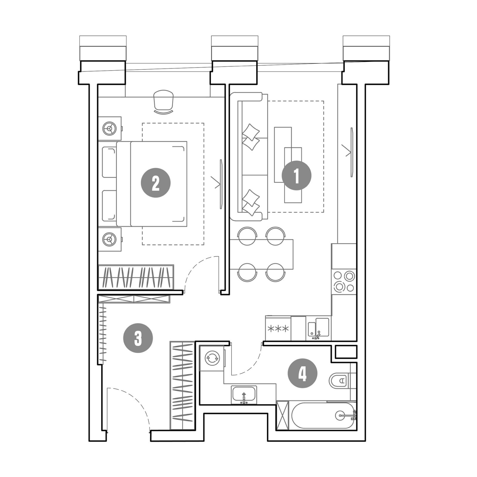 Планировка: 2-комнатная квартира, 48,5 м²