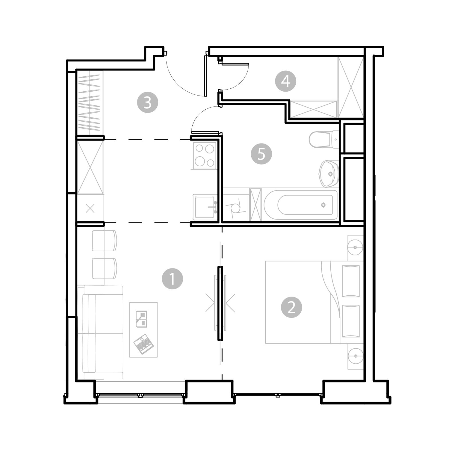 Планировка: 2-комнатная квартира, 41,9 м²