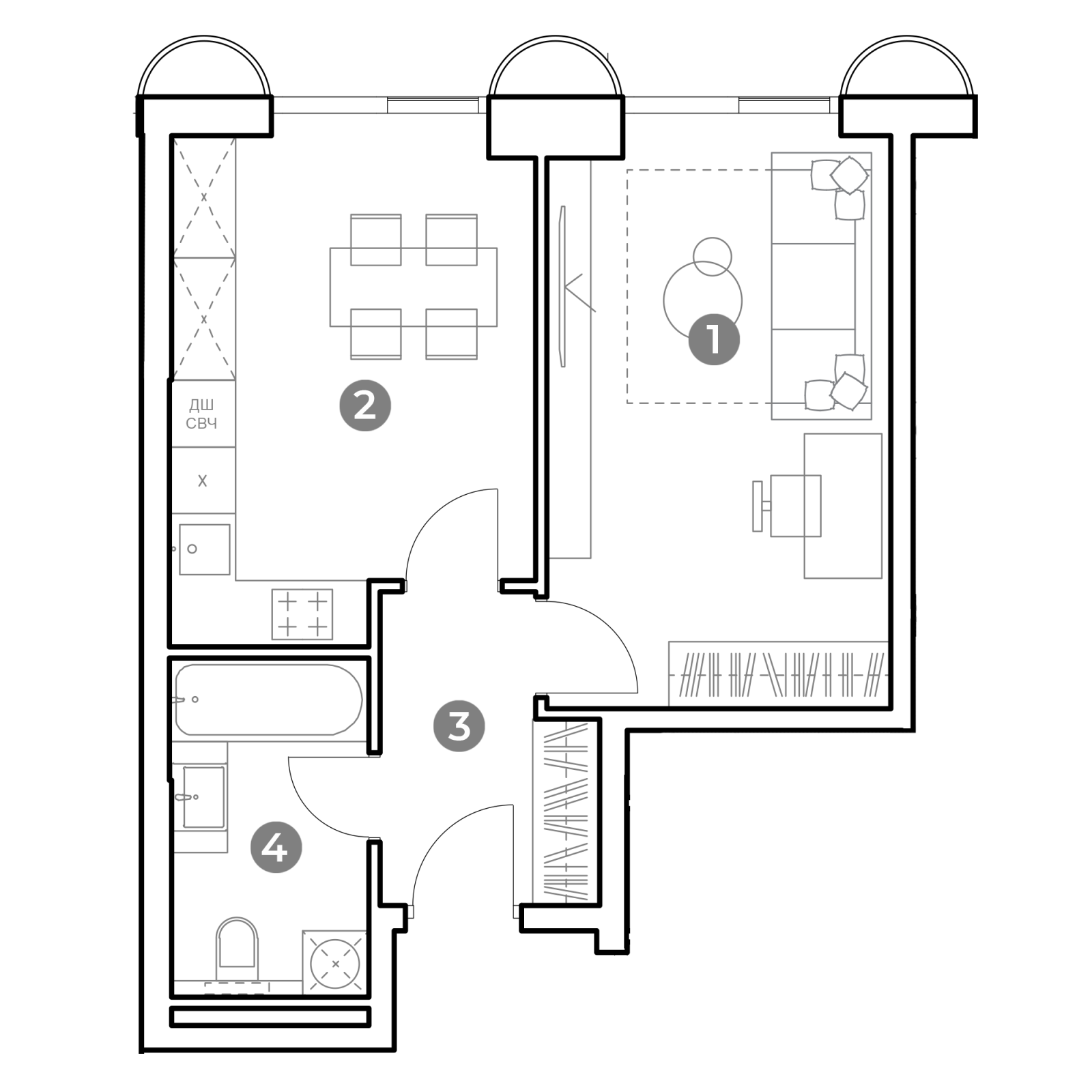 Планировка: 1-комнатная квартира, 40,3 м²
