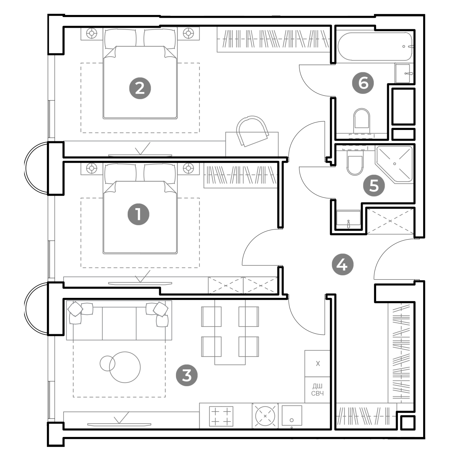 Планировка: 2-комнатная квартира, 70,7 м²