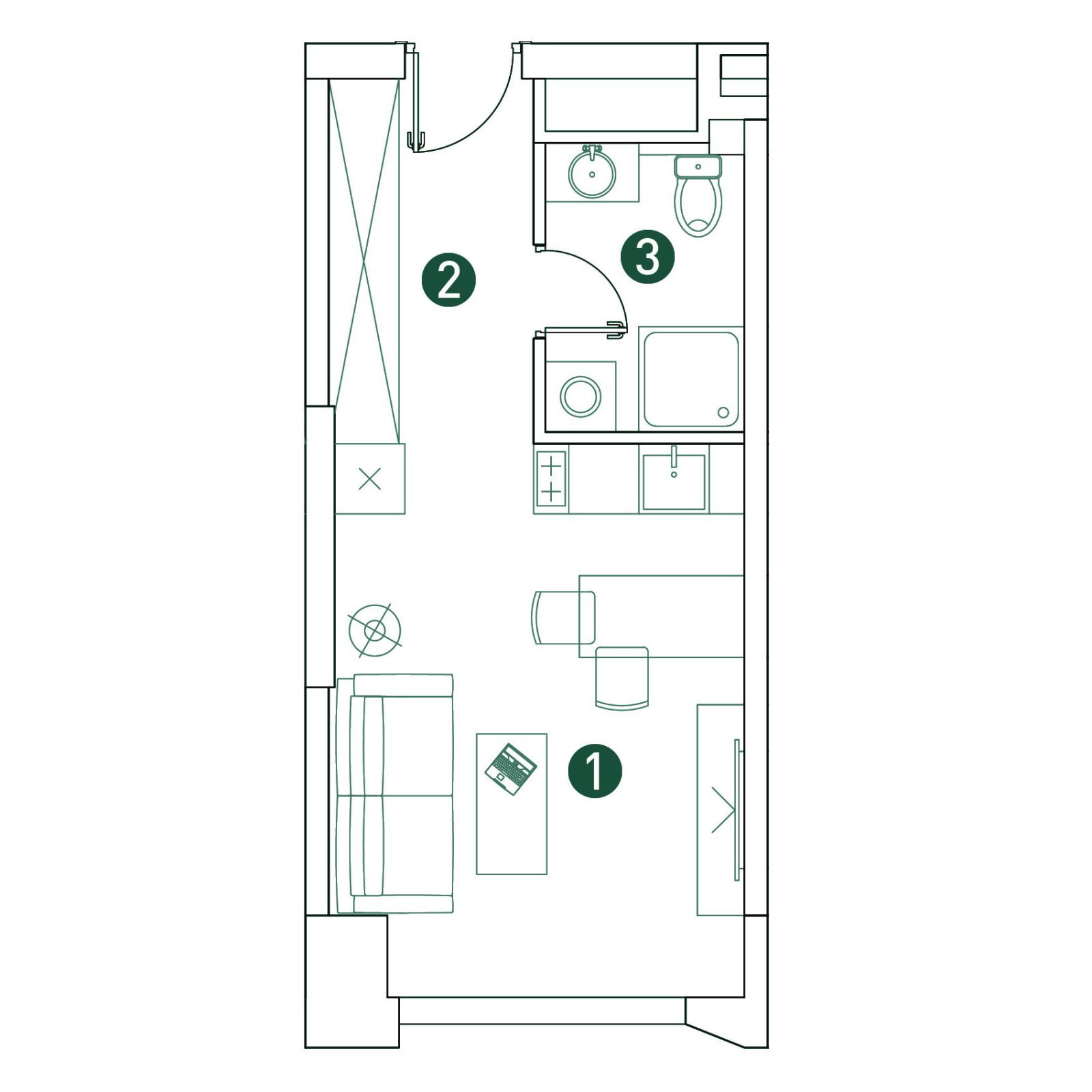 Планировка: студия, 26,1 м²