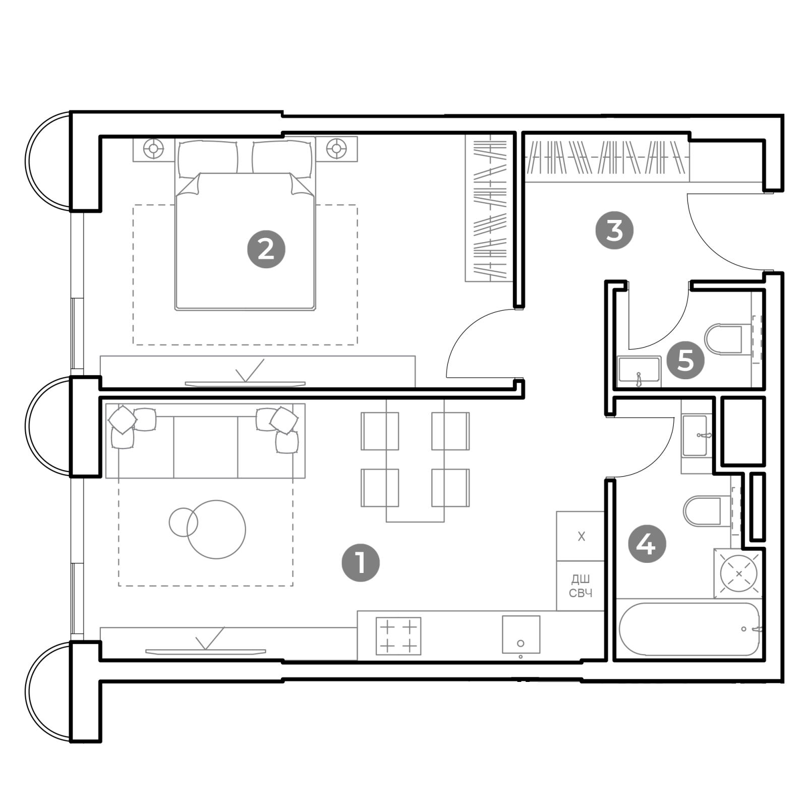 Планировка: 2-комнатная квартира, 50,0 м²