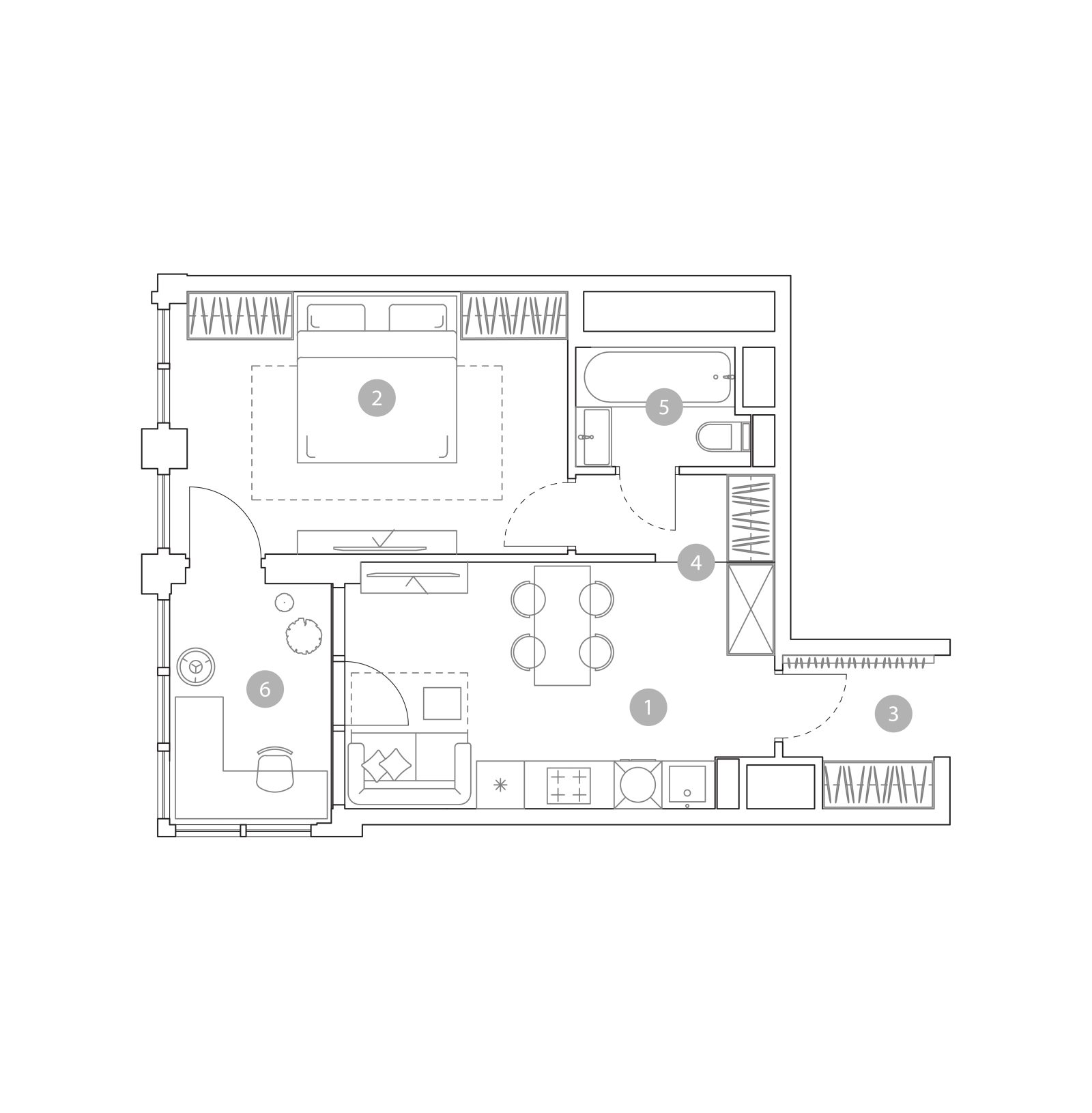 Планировка: 2-комнатная квартира, 45,5 м²