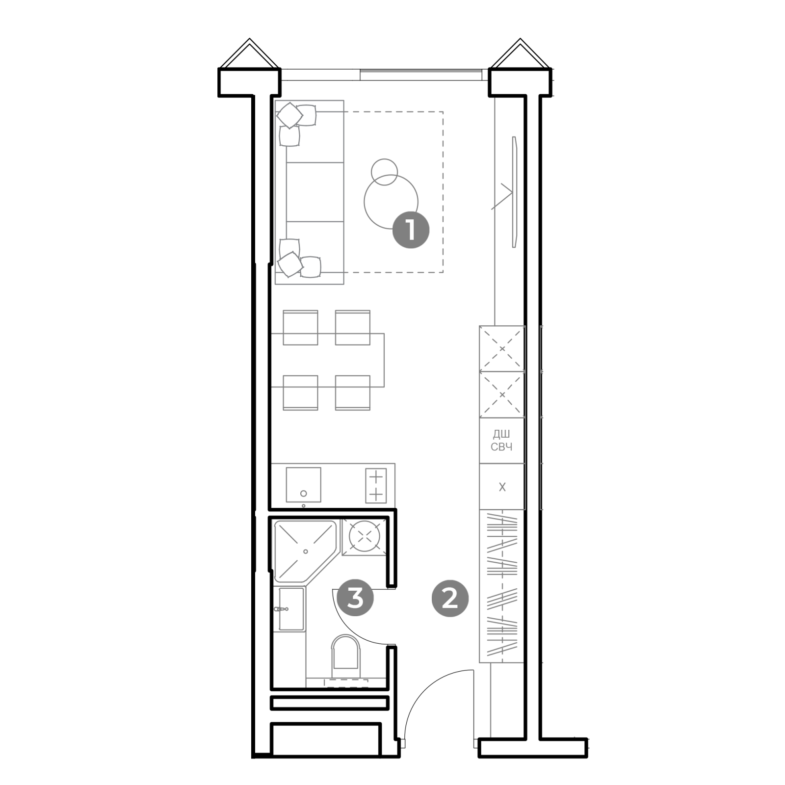Планировка: студия, 27,7 м²