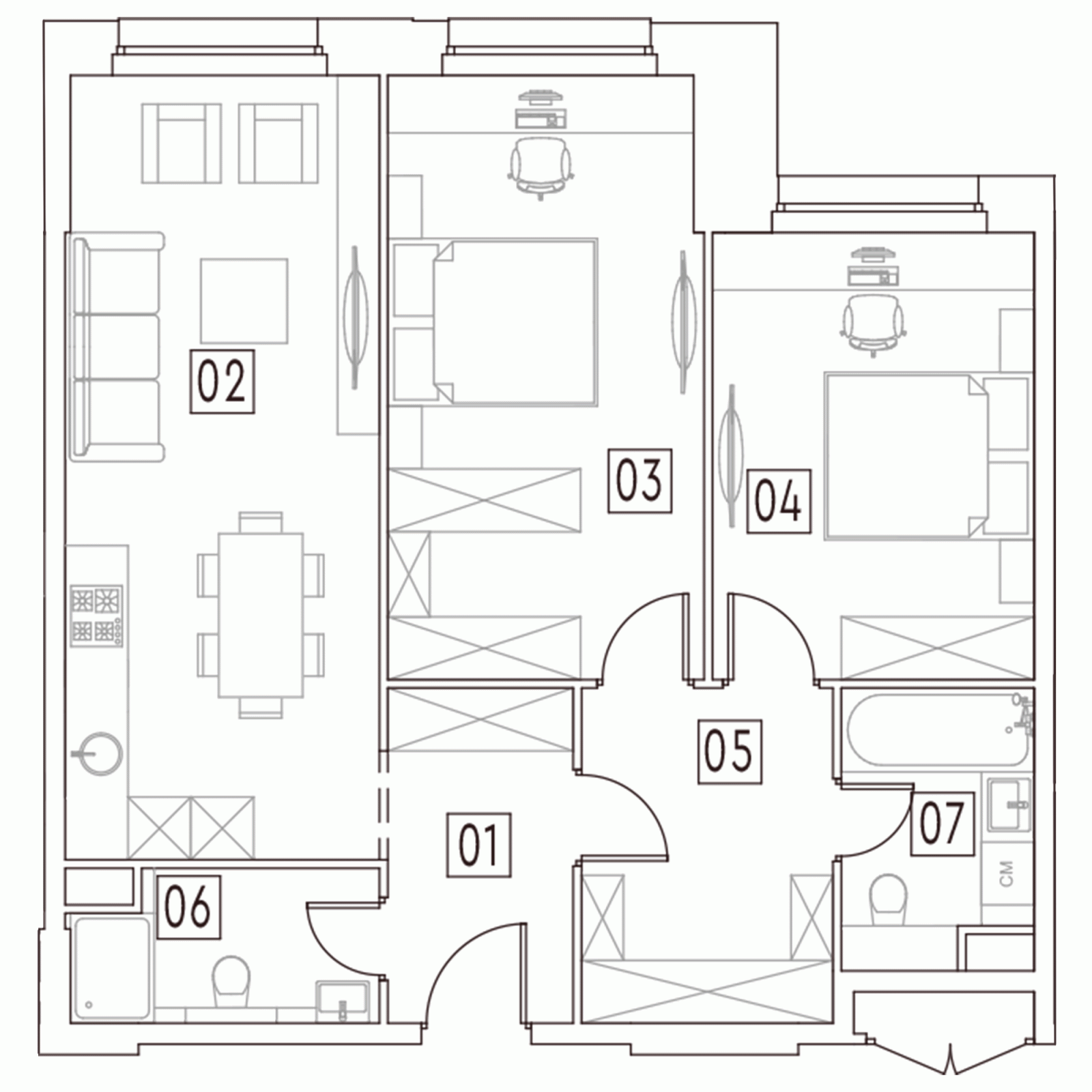 Планировка: 3-комнатная квартира, 73,7 м²