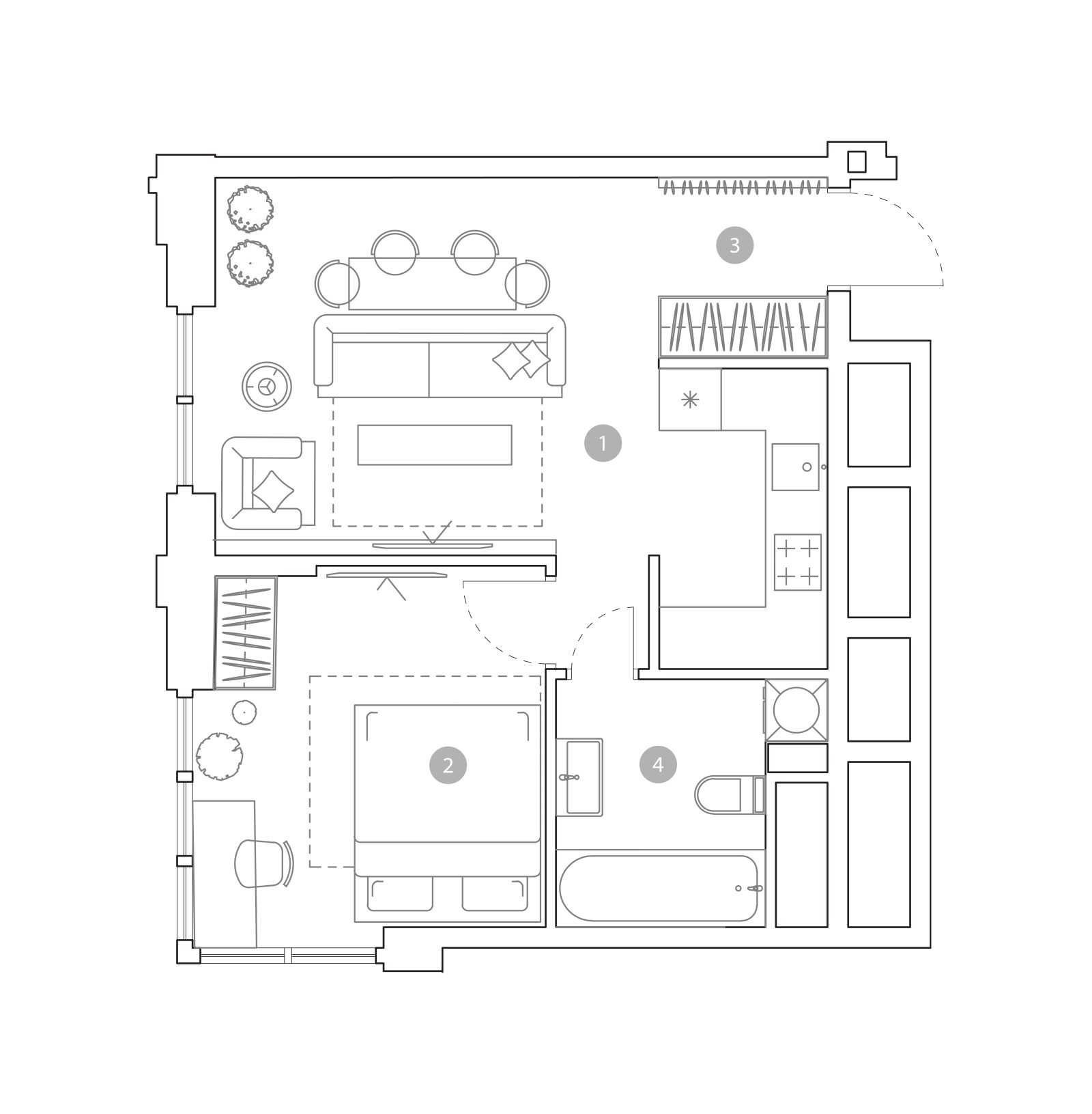 Планировка: 2-комнатная квартира, 42,4 м²